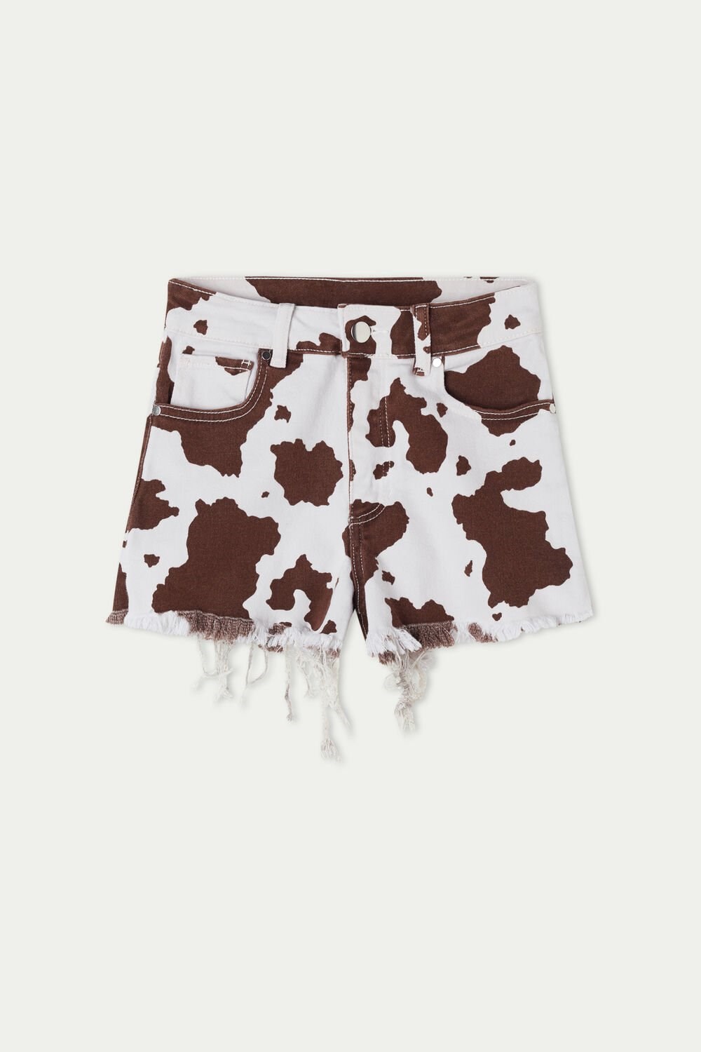 Animal Animal Print 831u Tezenis High Rise Frayed Denim Shorts | 051629-DHG