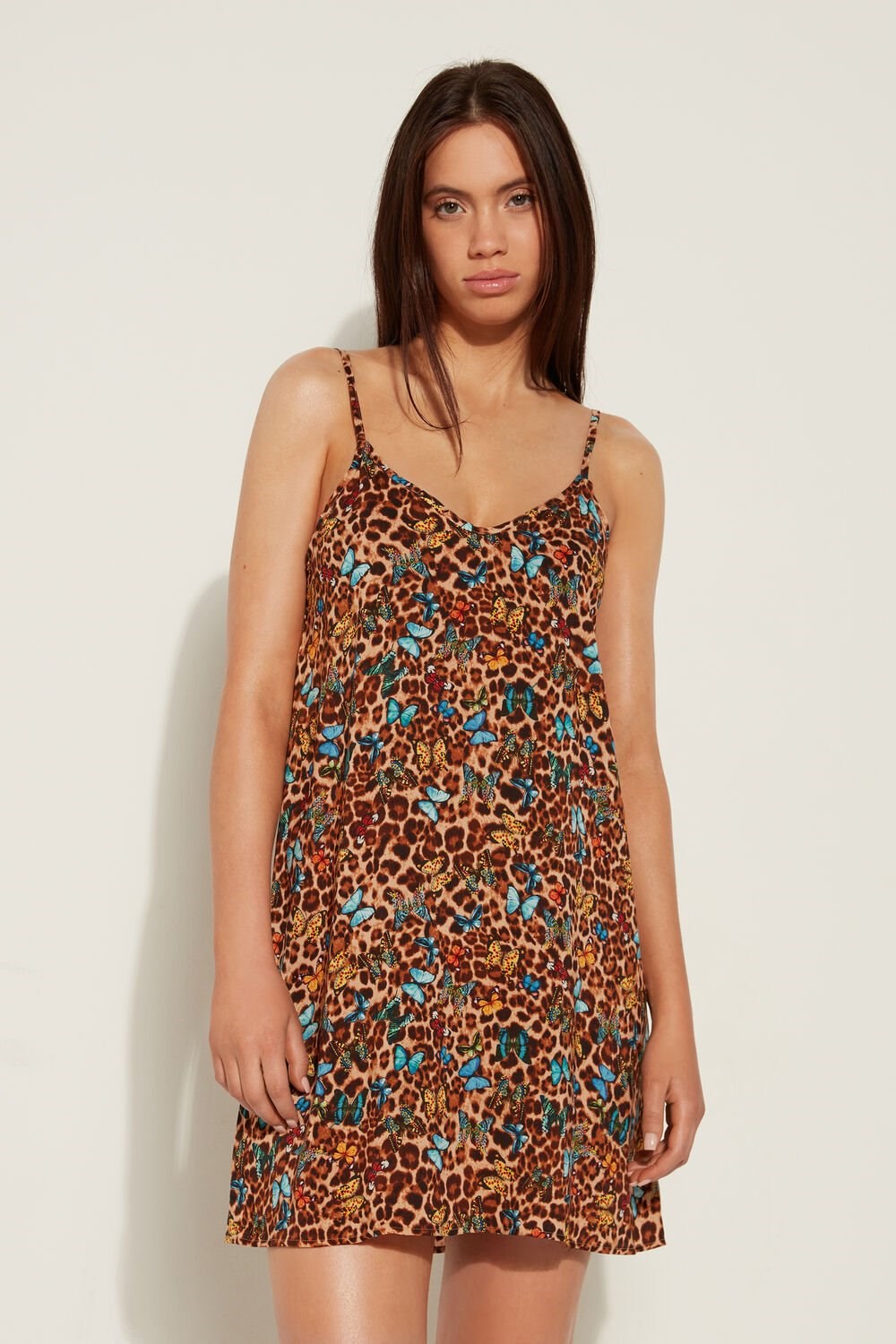 Animal Animal-print Butterfly Print 573v Tezenis Flared Viscose Fabric Mini Dress | 143026-DEI