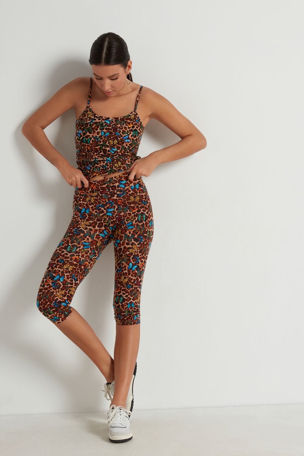 Animal Animal-print Butterfly Print 573v Tezenis Printed Cotton Capri Leggings | 158402-KOA