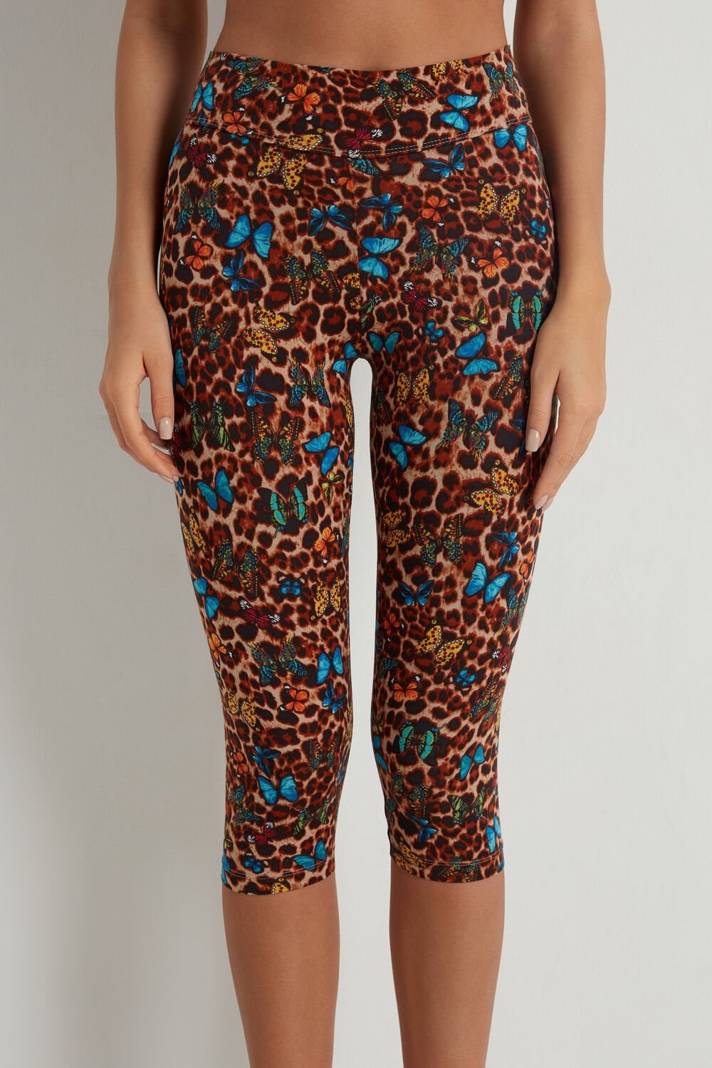 Animal Animal-print Butterfly Print 573v Tezenis Printed Cotton Capri Leggings | 158402-KOA