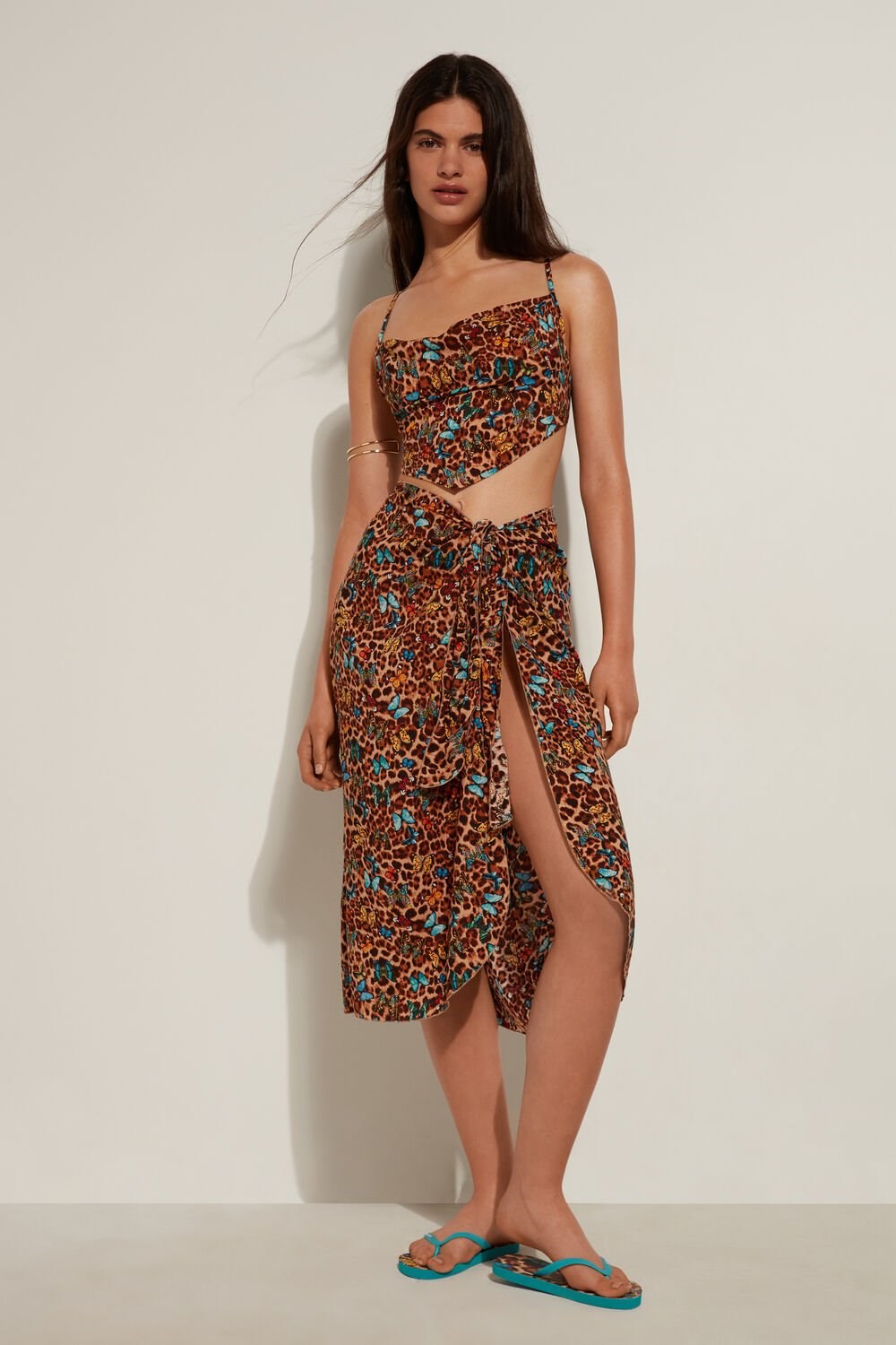 Animal Animal-print Butterfly Print 573v Tezenis Plain Weave Midi Pareo Skirt | 297018-UVC