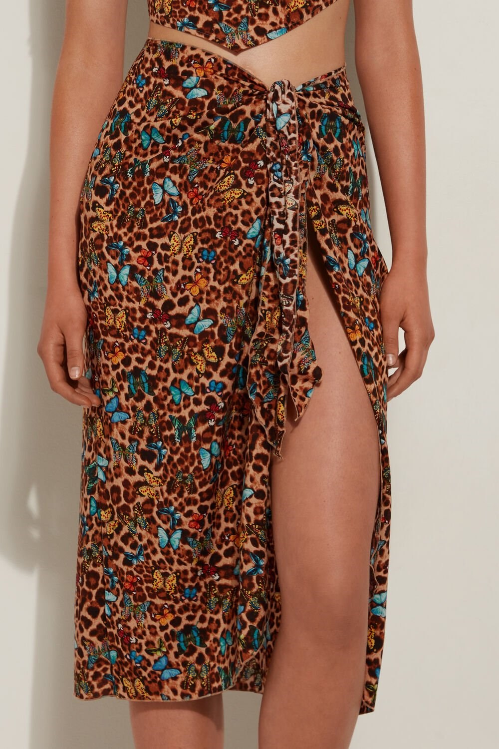 Animal Animal-print Butterfly Print 573v Tezenis Plain Weave Midi Pareo Skirt | 297018-UVC