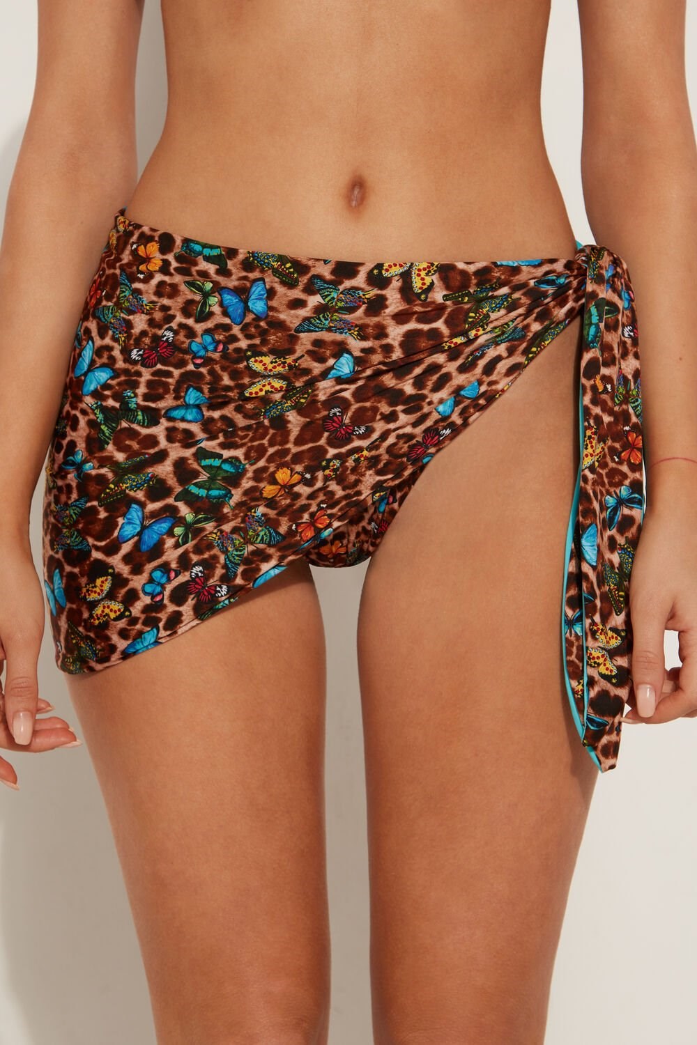 Animal Animal-print Butterfly Print 573v Tezenis Macu Butterfly Short Pareo Skirt with Knot | 391046-QNK