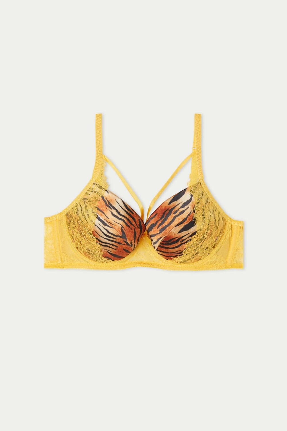 Animal Yellow Tiger Print 267v Tezenis Berlin Savage Lace Balconette Bra | 029856-VOU