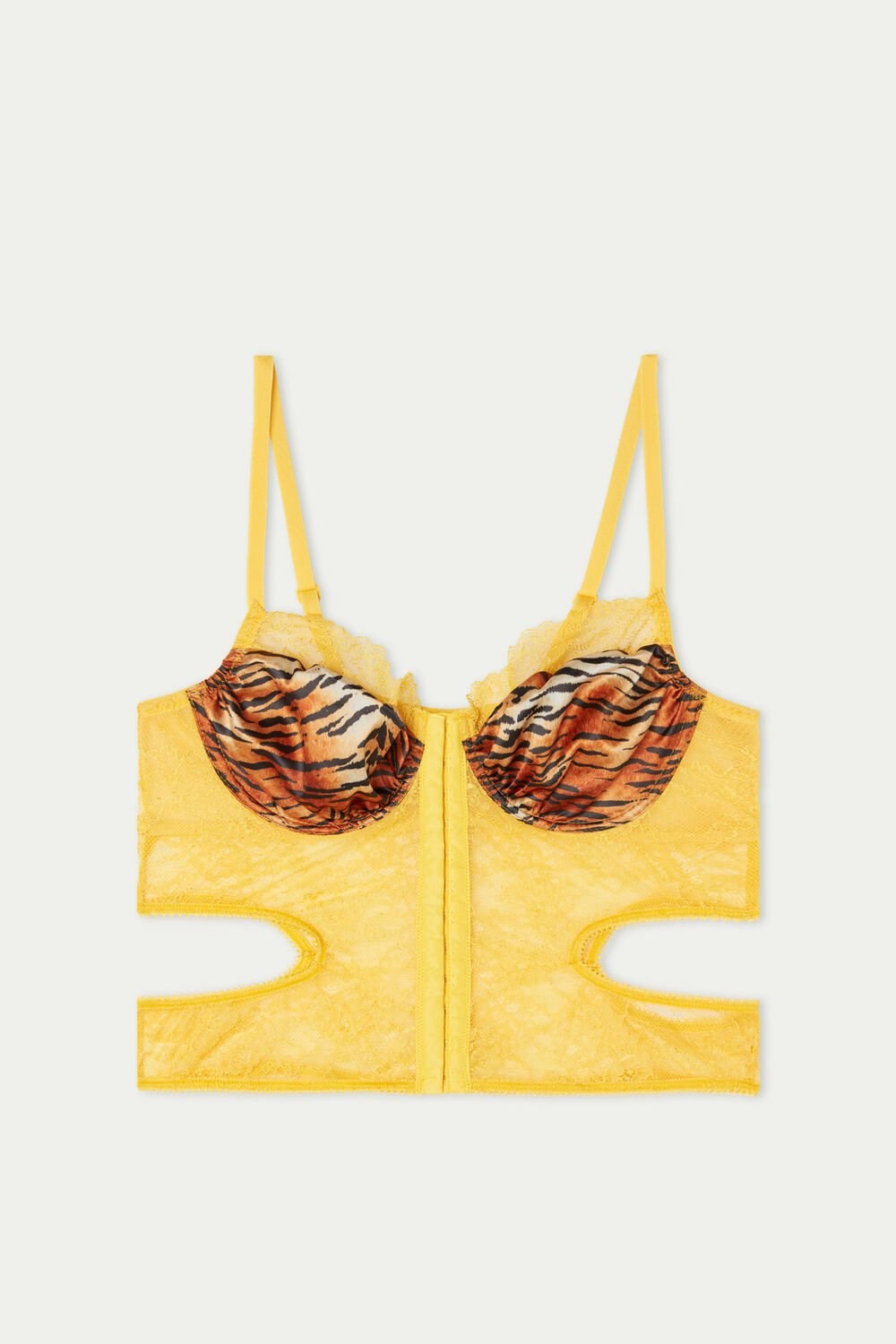 Animal Yellow Tiger Print 267v Tezenis Savage Lace Balconette Bra Top | 852794-HBZ