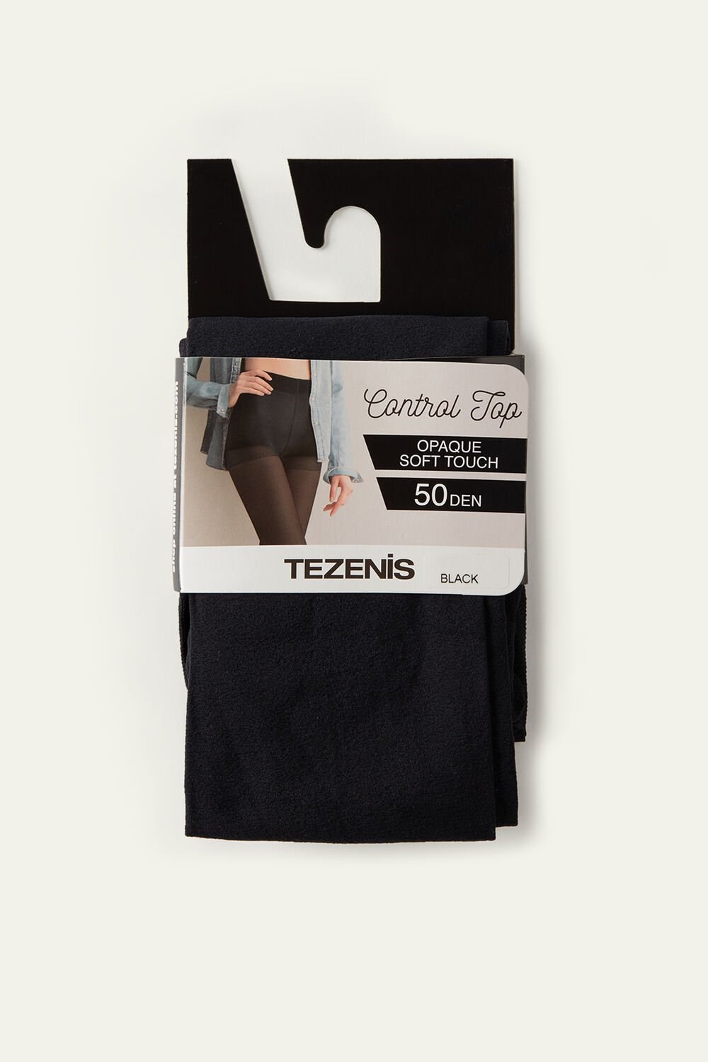 Black Black 019 Tezenis 50 Den Opaque Control Tights | 193720-DGK