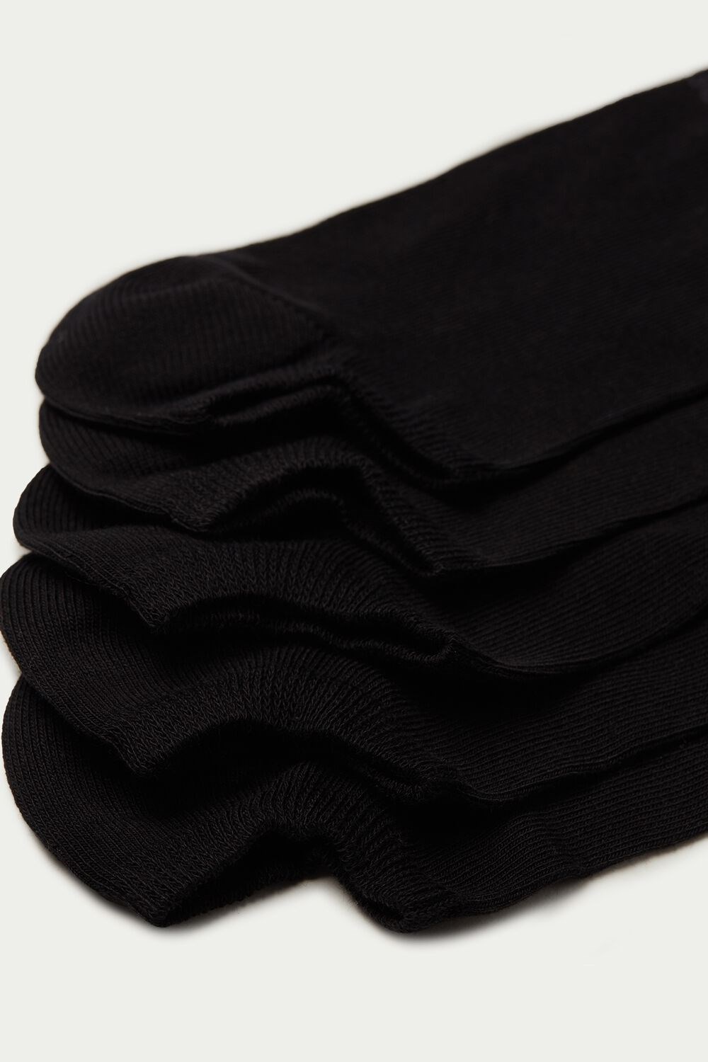 Black Black 019 Tezenis 5 X Solid Color Cotton Ankle Socks | 325041-ISC