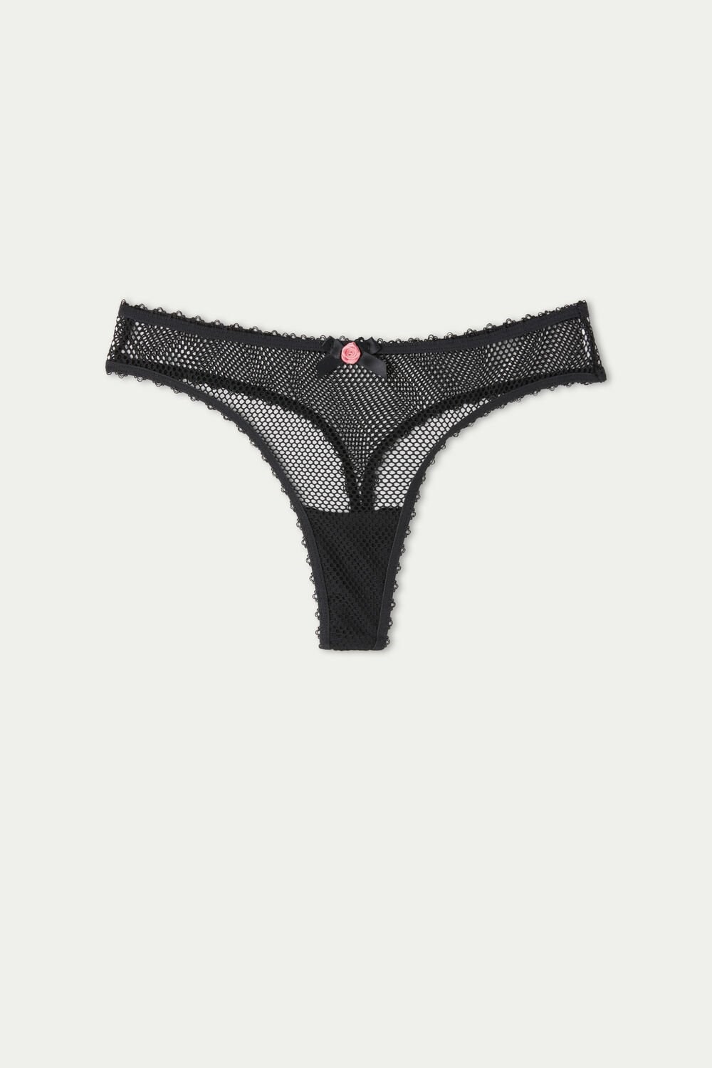 Black Black 019 Tezenis Black Net Thong | 215948-MZL