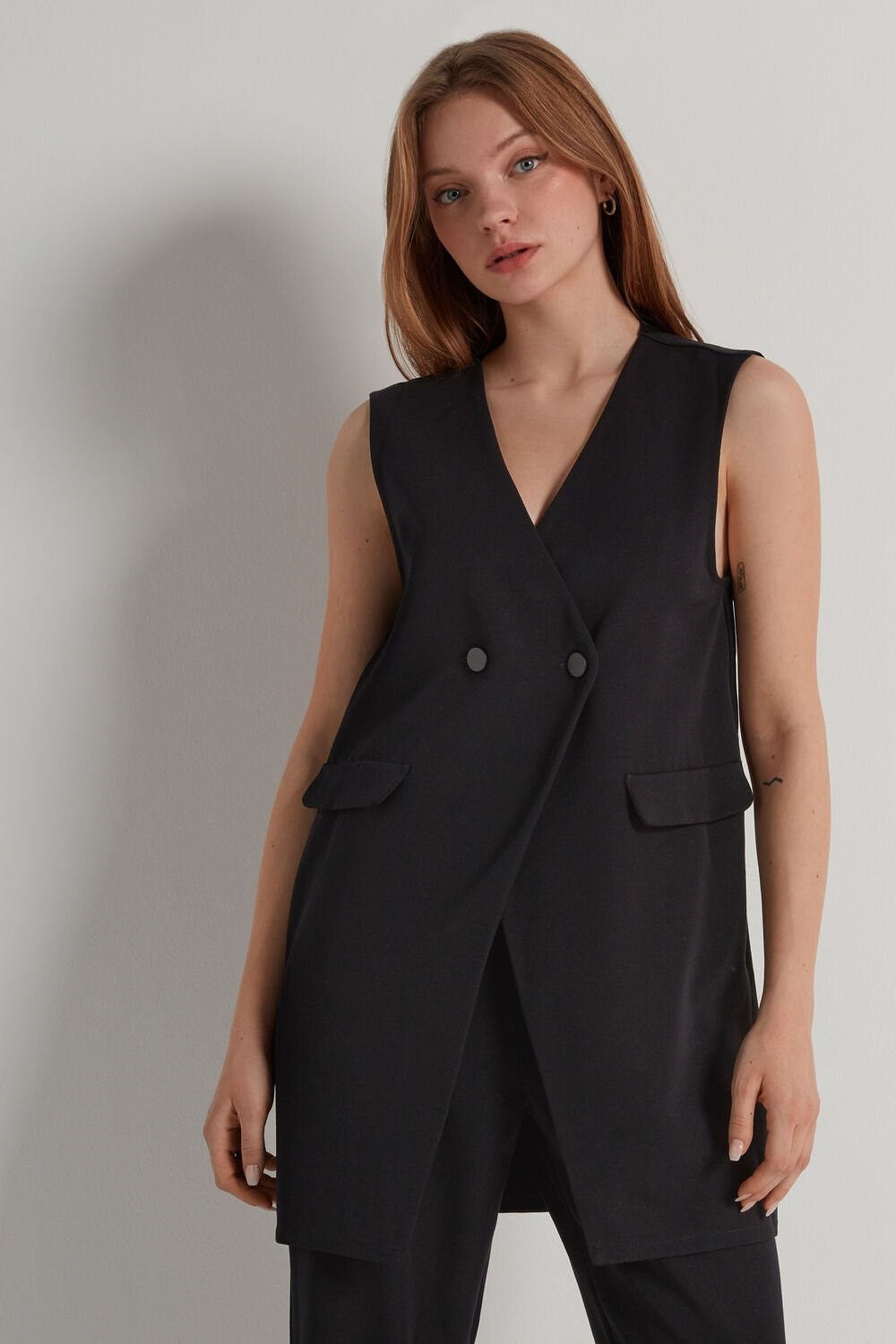 Black Black 019 Tezenis Double Breasted Dress/Gilet | 629807-WEB