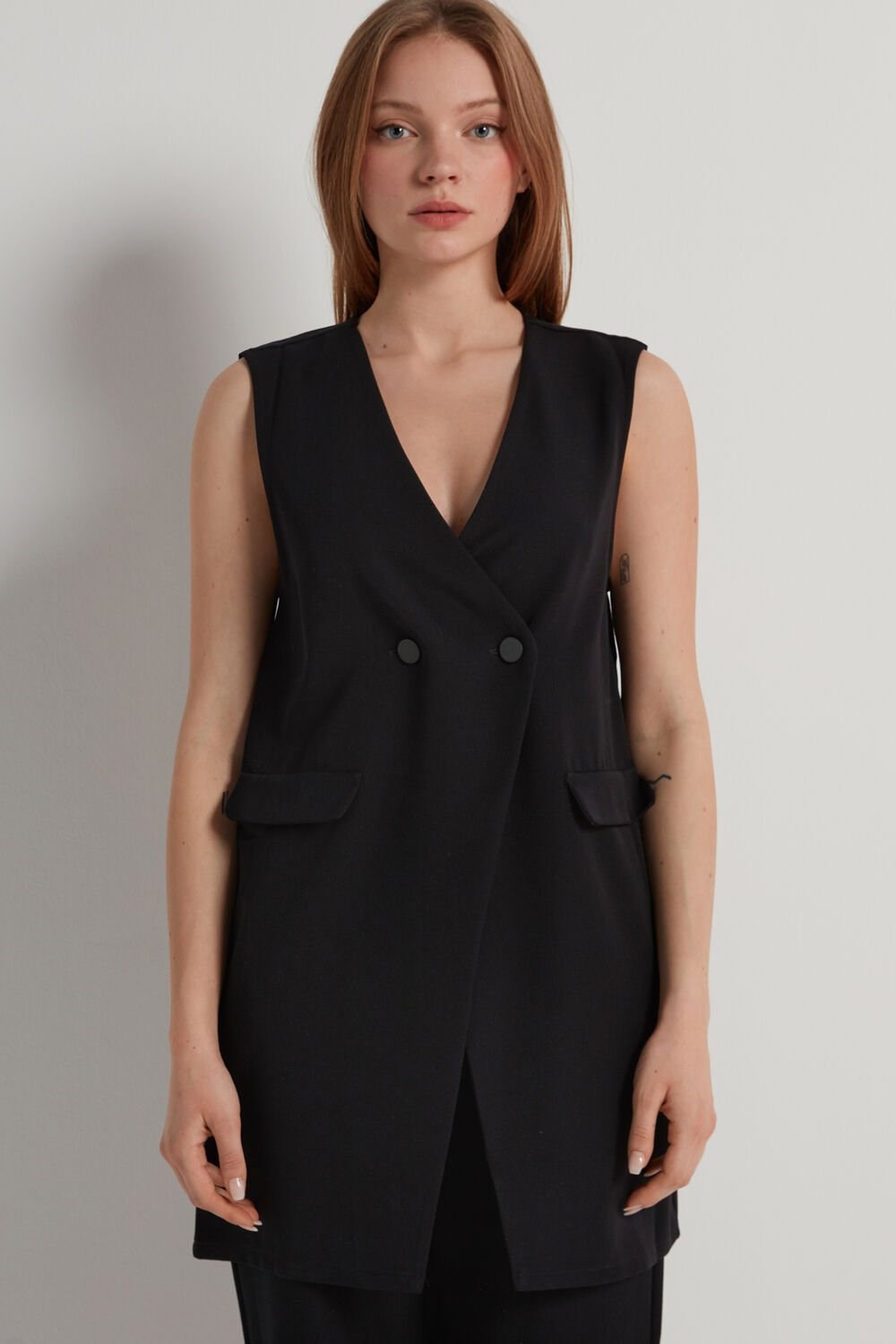 Black Black 019 Tezenis Double Breasted Dress/Gilet | 629807-WEB