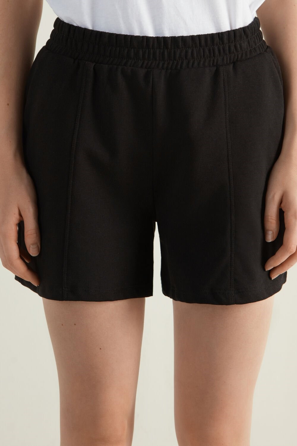 Black Black 019 Tezenis Fleece Shorts with Pockets | 439215-KQF