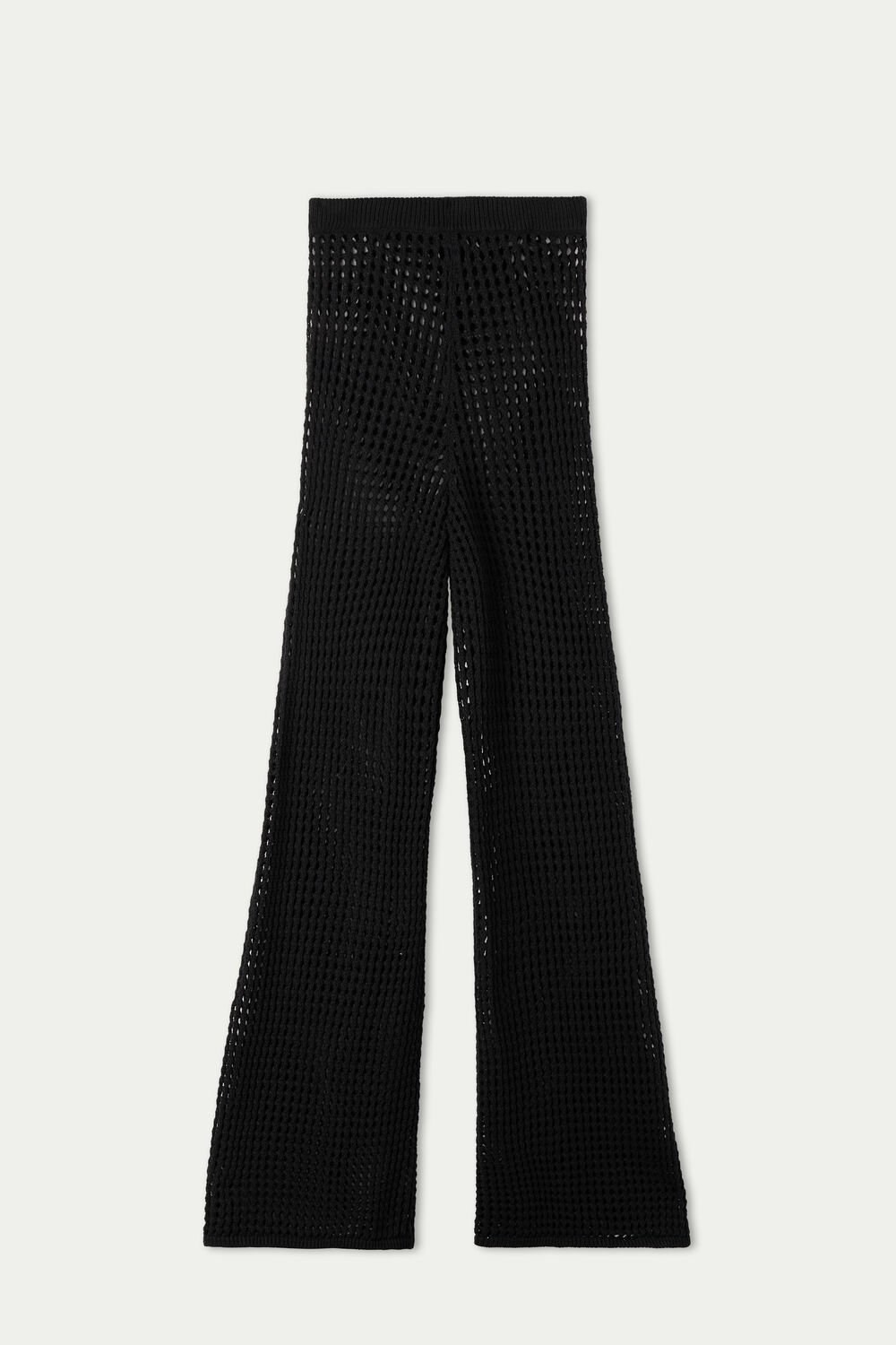 Black Black 019 Tezenis Full Length Palazzo Pants in Mesh Crochet | 826053-HFE