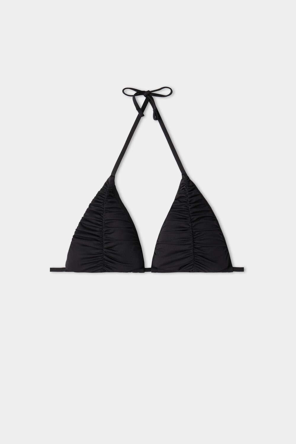 Black Black 019 Tezenis Gathered Recycled Microfiber Triangle Bikini Top with Removable Padding | 519430-QJN