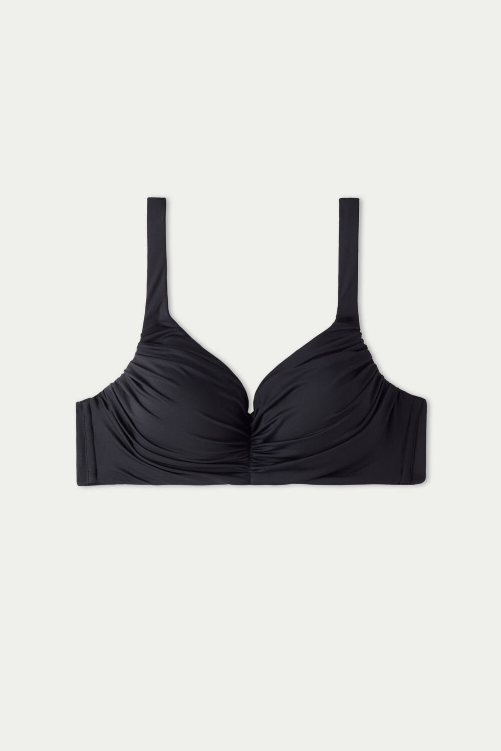 Black Black 019 Tezenis Gathered Recycled Lightly Padded Balconette Bikini Top | 580643-NMB