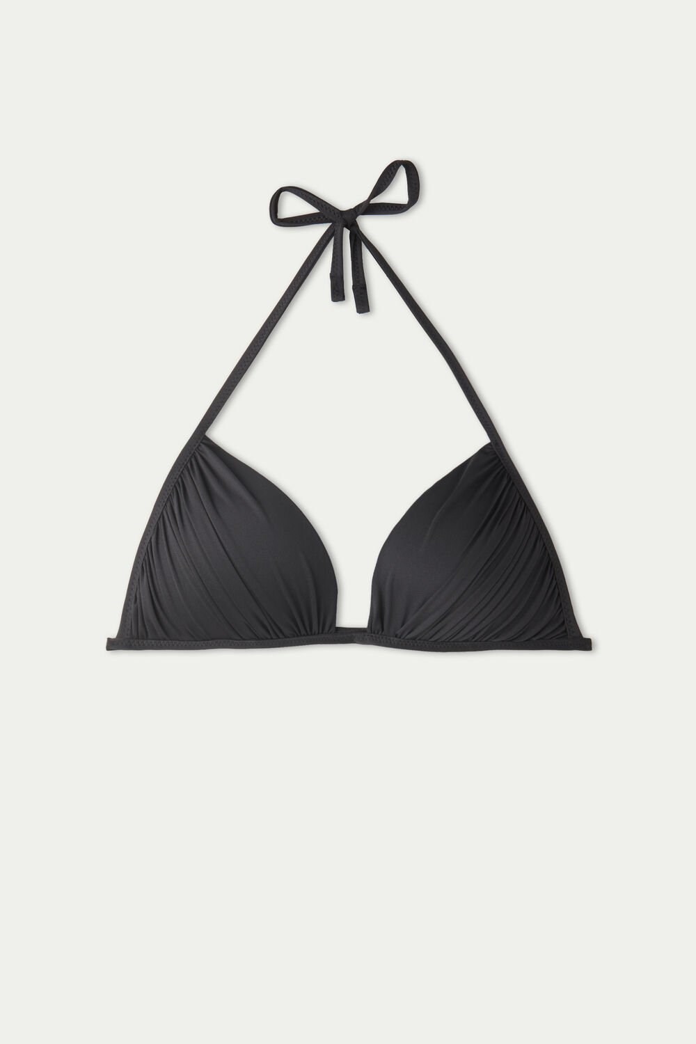 Black Black 019 Tezenis Gathered Recycled Microfiber Triangle Bikini Top | 945738-BIW