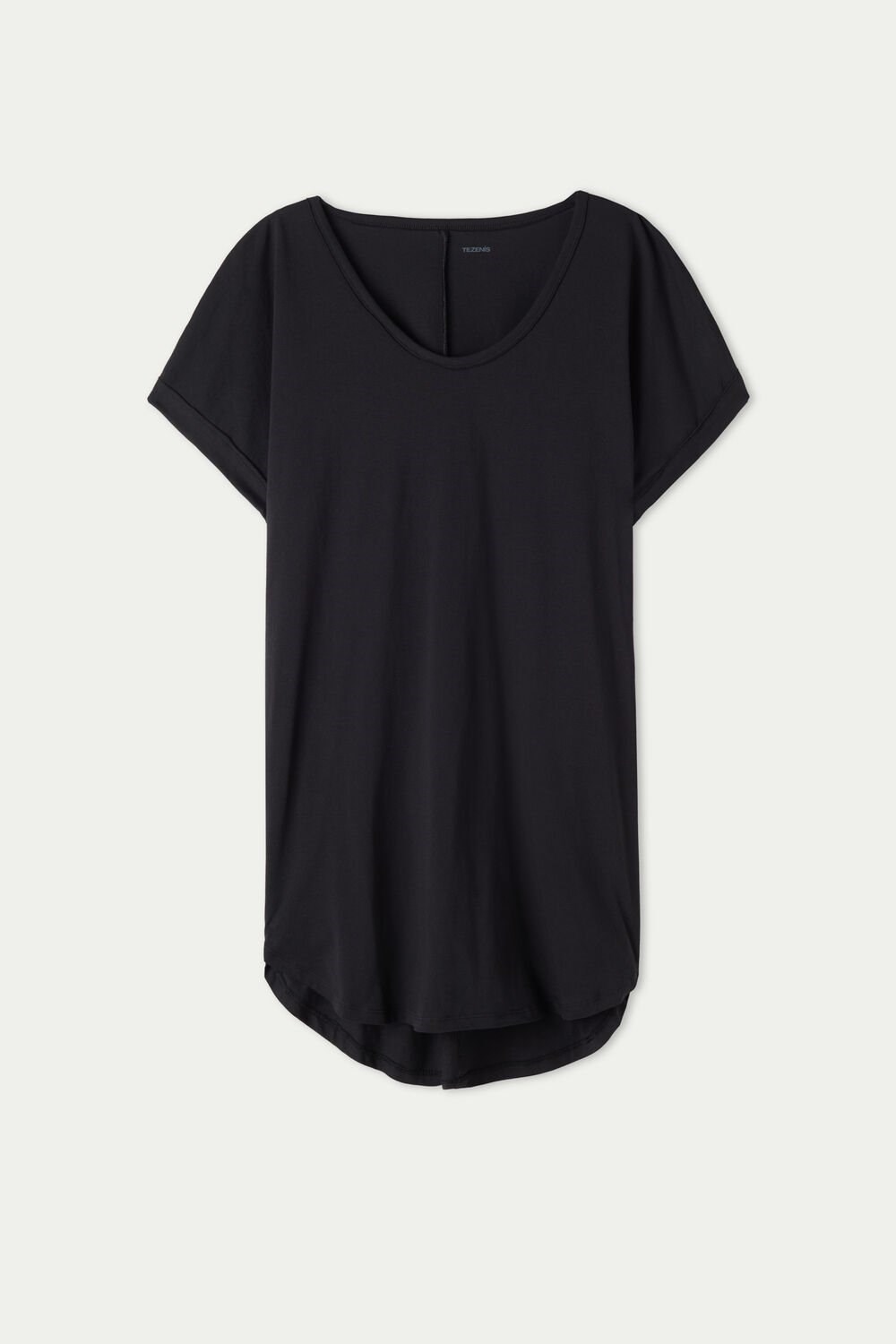 Black Black 019 Tezenis Half-Sleeve Crew-Neck Short Cotton Dress | 150964-JGY