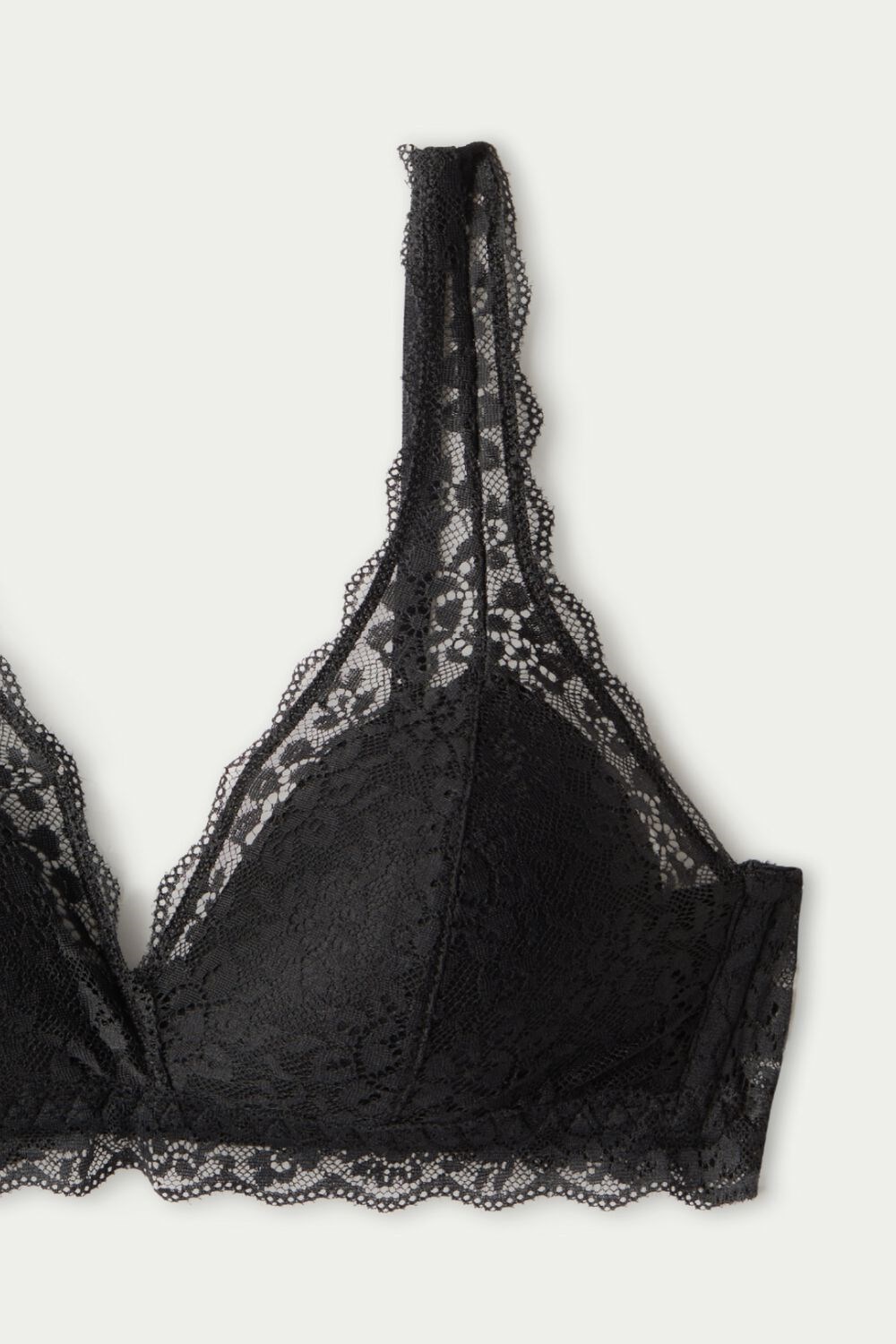 Black Black 019 Tezenis Havana Recycled Lace Triangle Bra | 893541-MSK