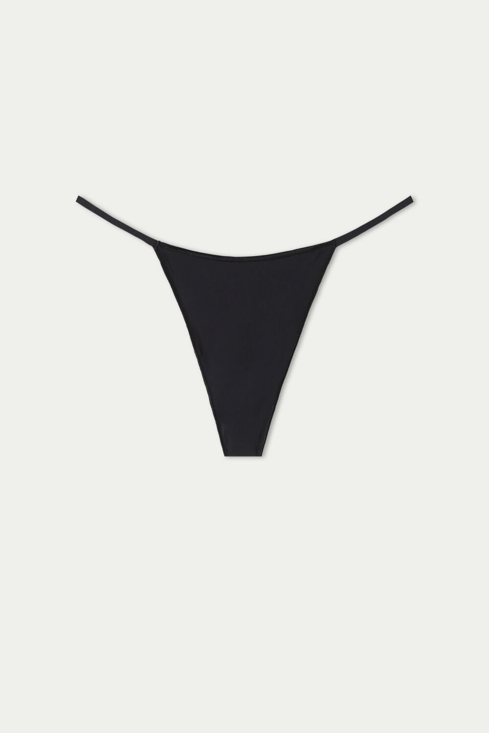 Black Black 019 Tezenis High-Cut Microfiber Brazilian String Panties | 385974-KPV