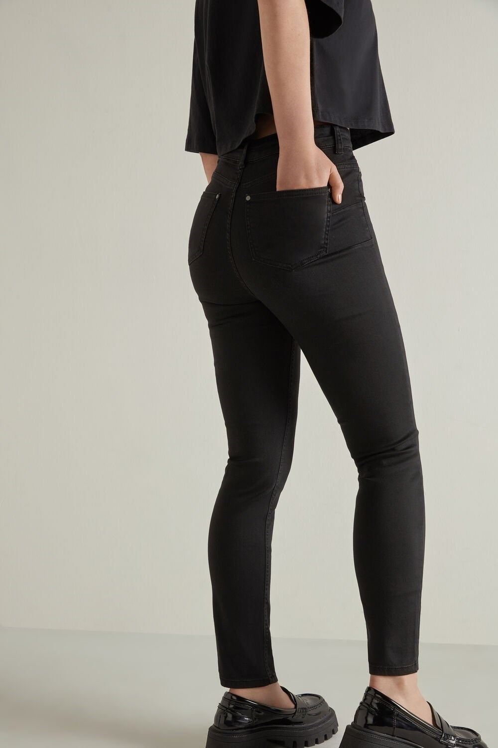 Black Black 019 Tezenis High Waist Push Up Effect Jeggings | 360419-BKF