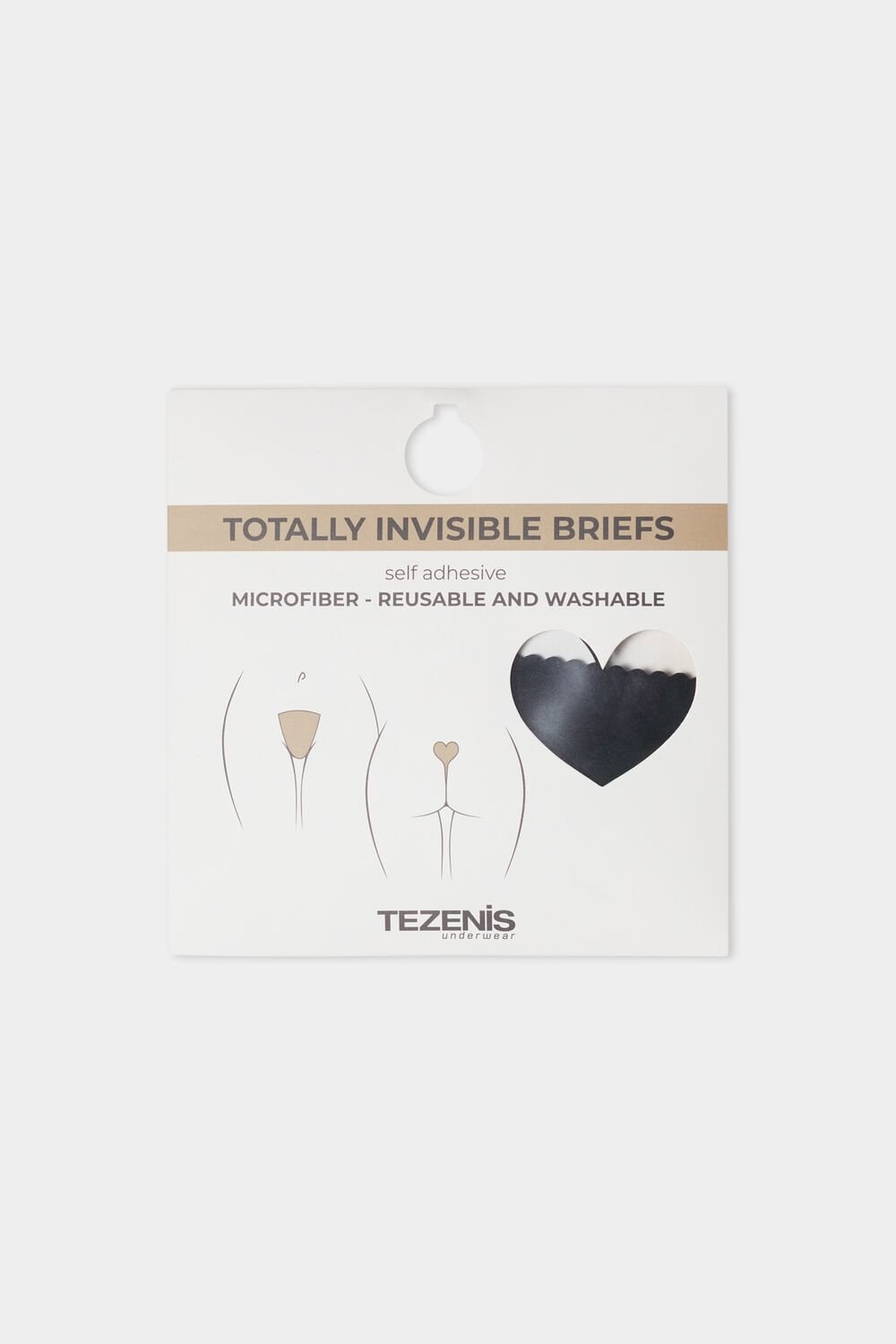 Black Black 019 Tezenis Invisible Adhesive Thong | 049136-KRV