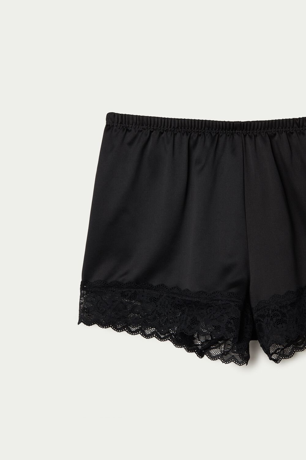 Black Black 019 Tezenis Lace and Satin Shorts | 290173-MTY