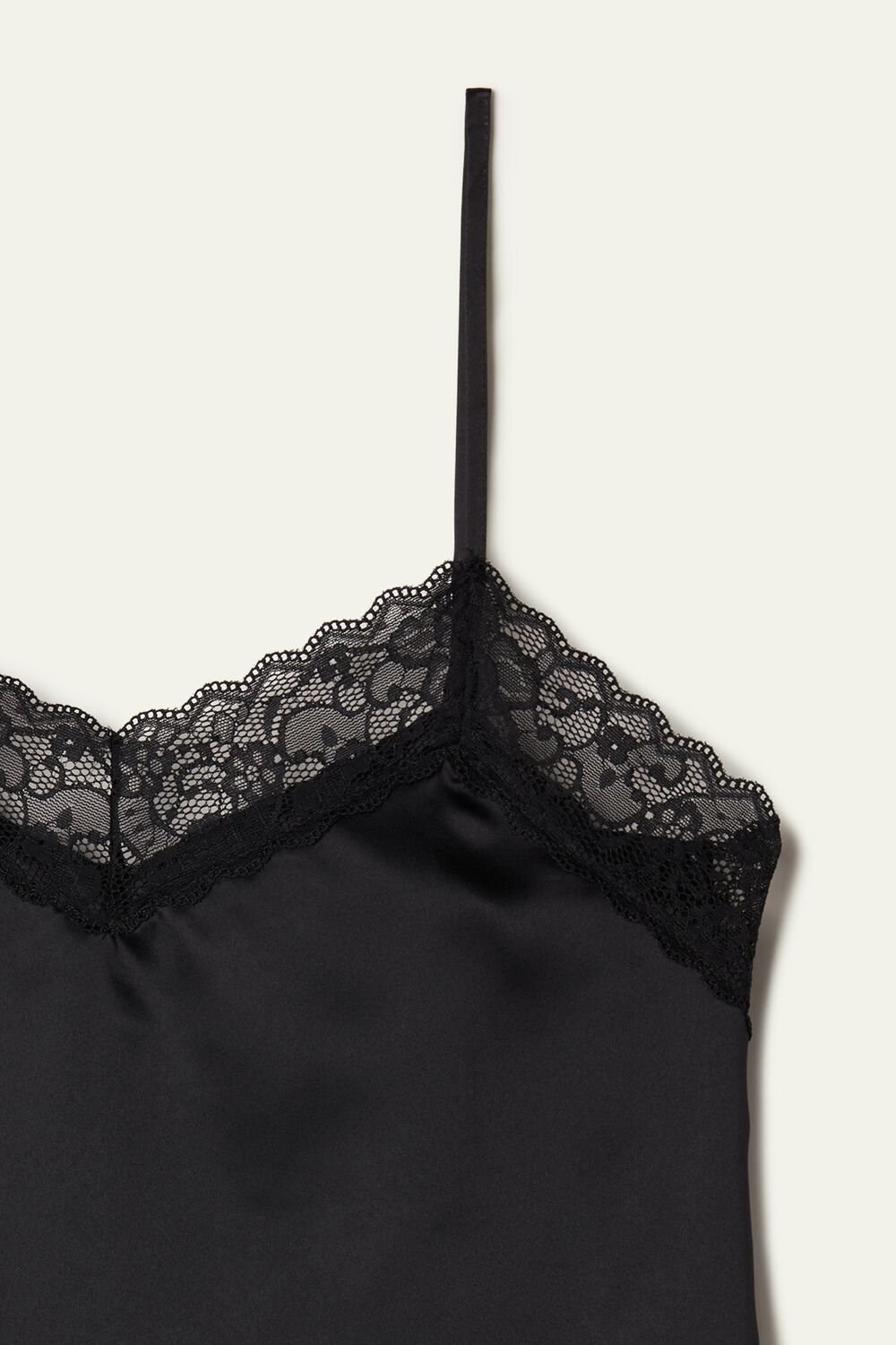 Black Black 019 Tezenis Lace and Satin Tank Top | 957013-XNM