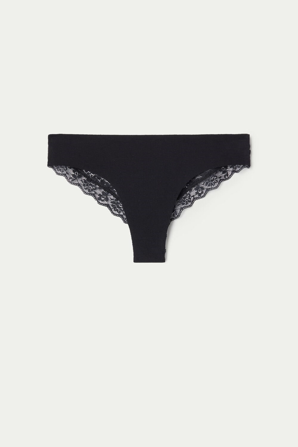 Black Black 019 Tezenis Laser-Cut Cotton Recycled Lace Brazilian Panties | 230897-QYW