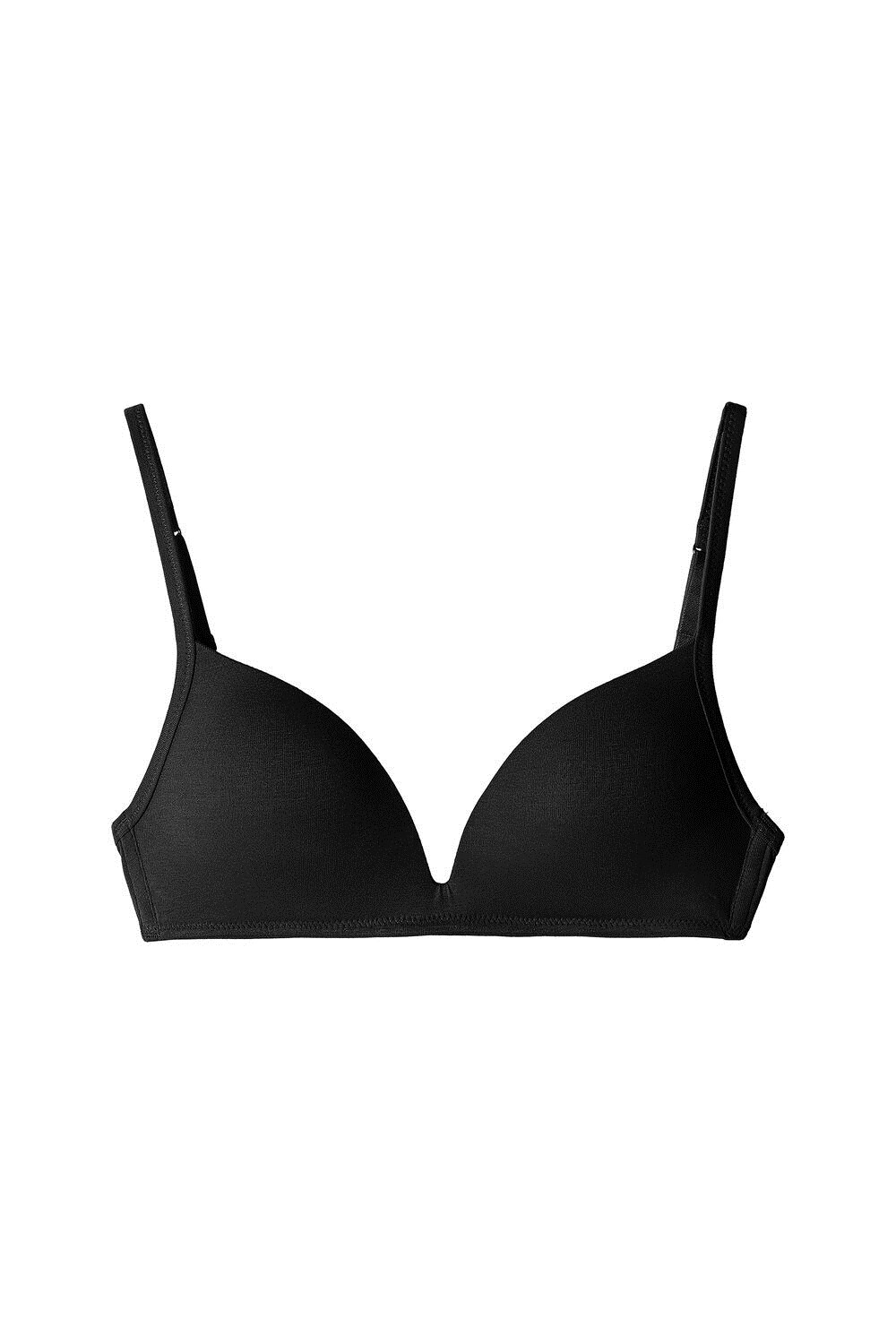 Black Black 019 Tezenis London Non-Wired Padded Triangle Bralette in Cotton | 536917-PTC