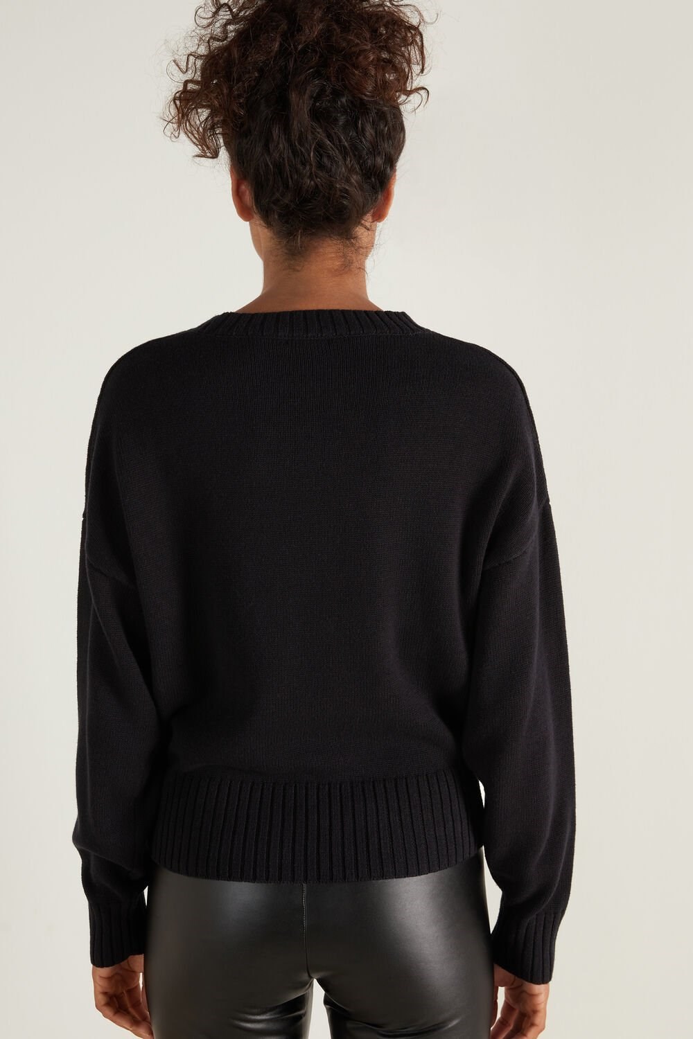 Black Black 019 Tezenis Long Sleeve Crewneck Sweatshirt in Cotton | 016278-DSC