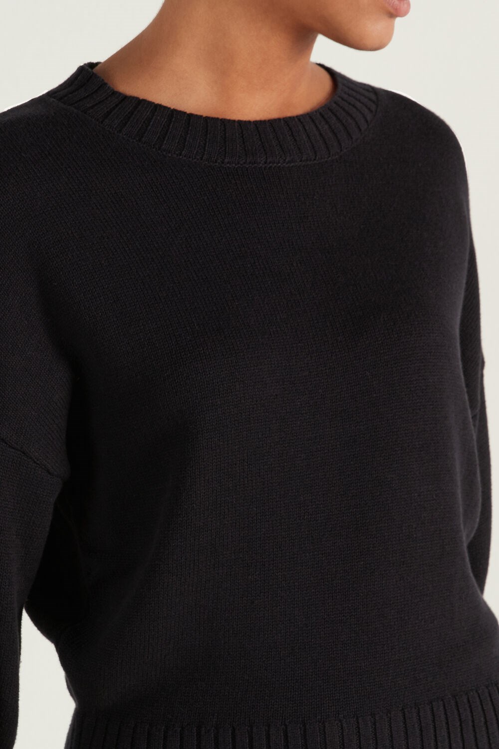 Black Black 019 Tezenis Long Sleeve Crewneck Sweatshirt in Cotton | 016278-DSC