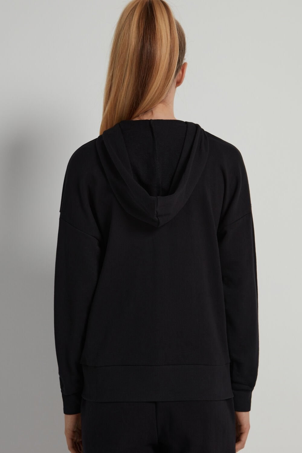 Black Black 019 Tezenis Long-Sleeve Zip-Up Hoodie | 672984-AVF