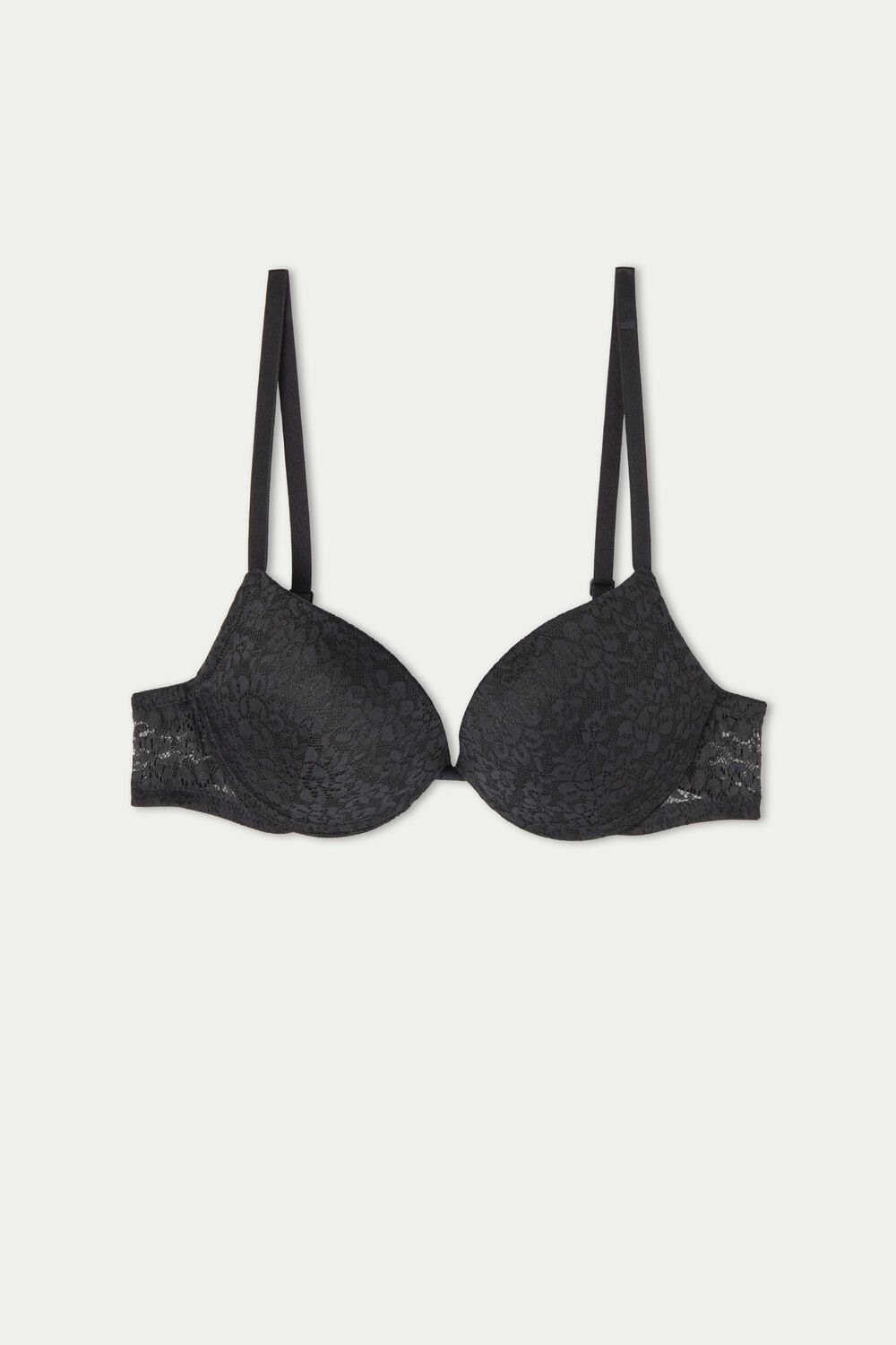 Black Black 019 Tezenis Los Angeles Recycled Lace Super Push-Up Bra | 291857-FNT