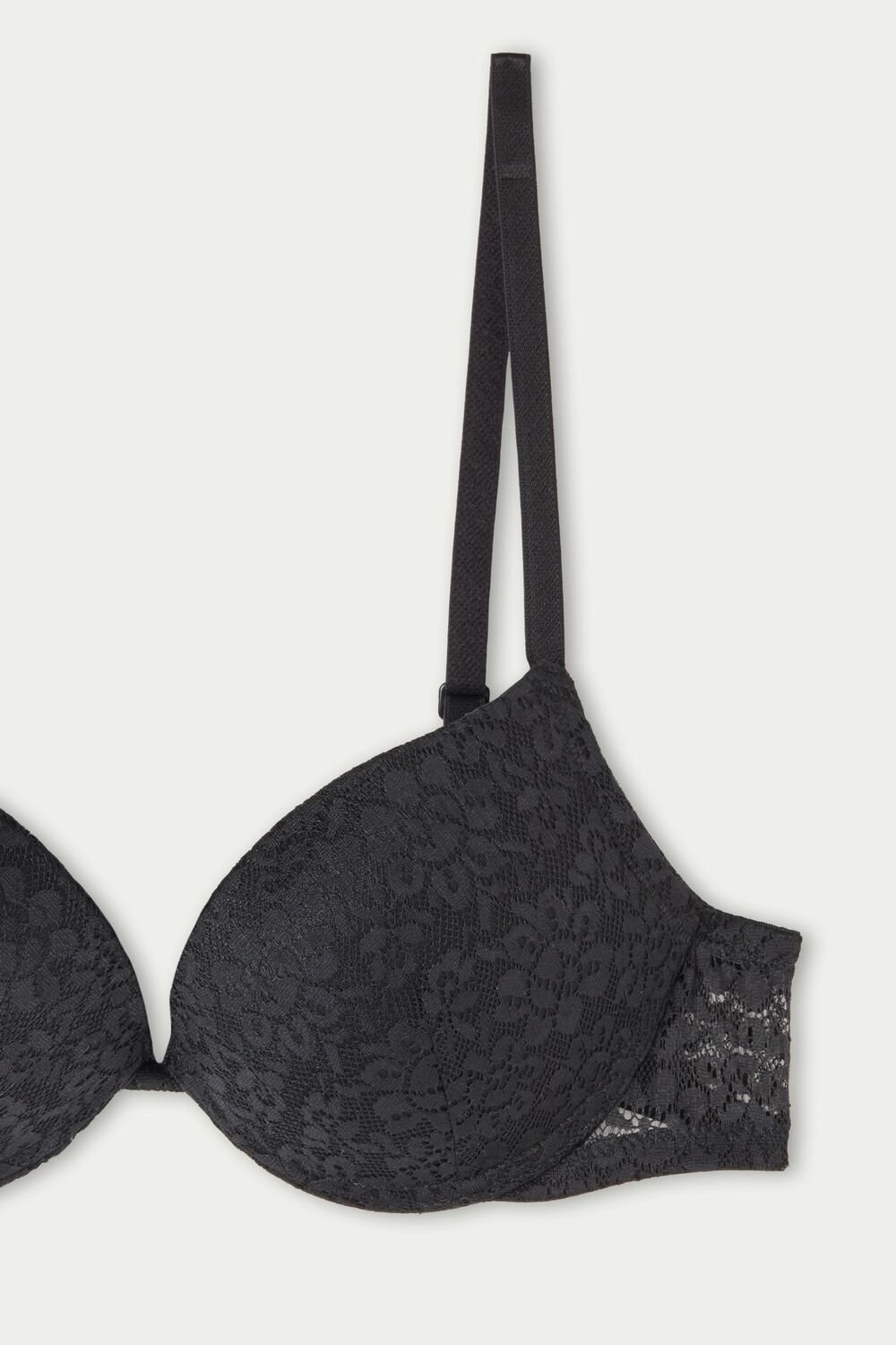 Black Black 019 Tezenis Los Angeles Recycled Lace Super Push-Up Bra | 291857-FNT