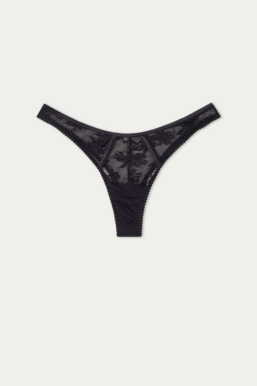 Black Black 019 Tezenis Paradise Lace High-Cut Brazilian Panties | 732945-VNS