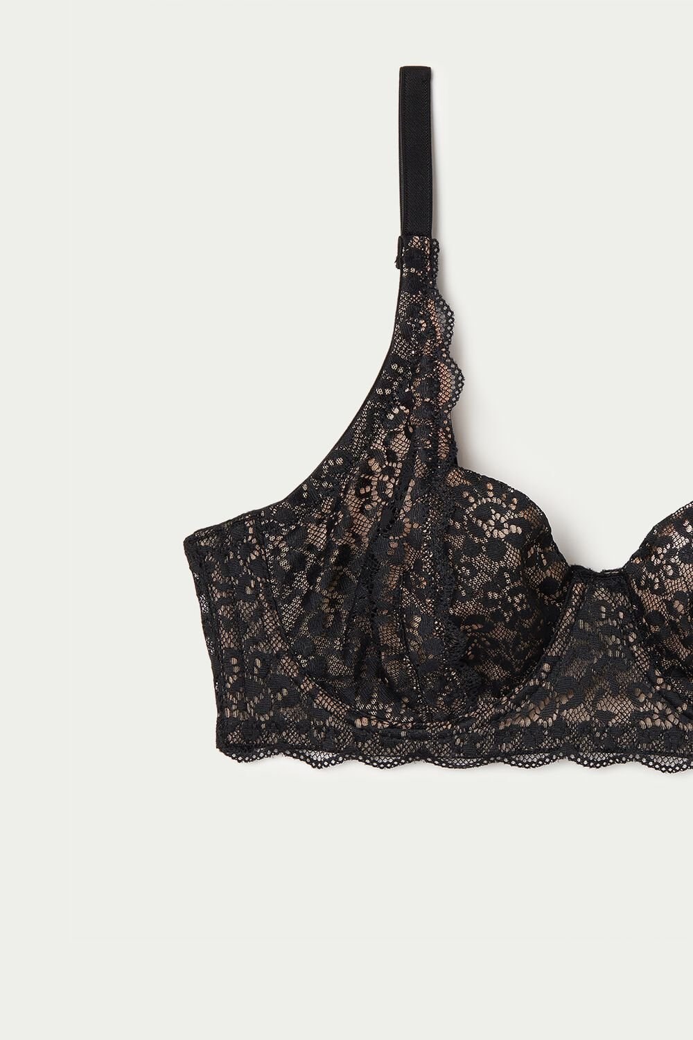 Black Black 019 Tezenis Paris Recycled Lace Unpadded Balconette Bra | 854029-HBI