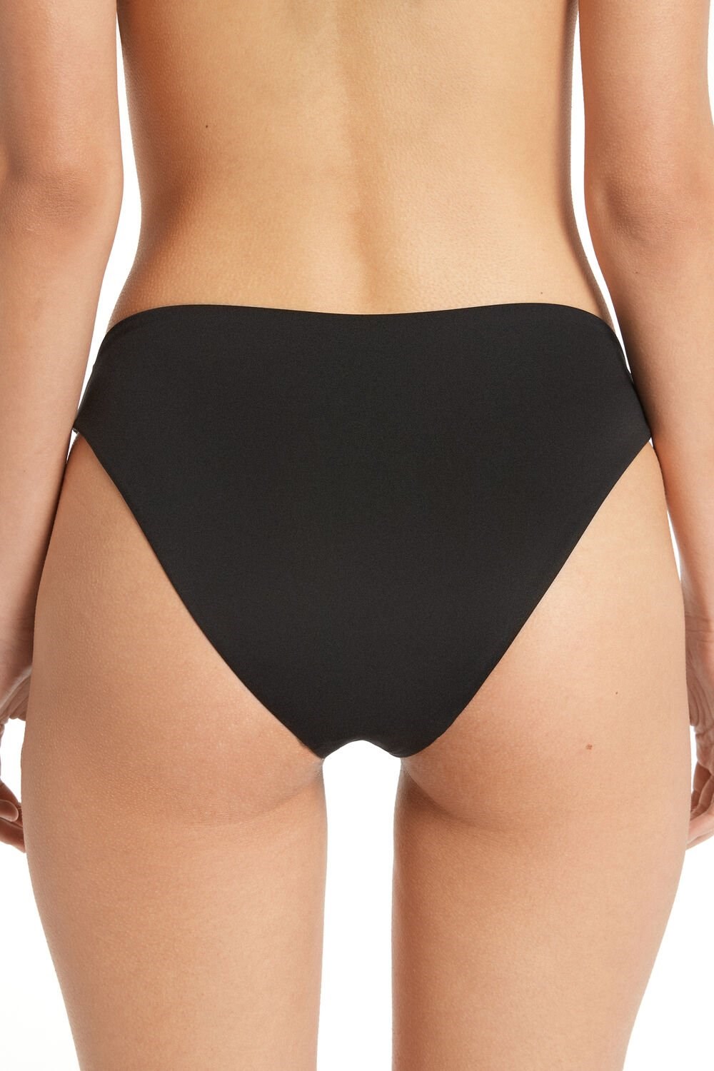 Black Black 019 Tezenis Plain Brief Bikini Bottoms | 028935-QDM