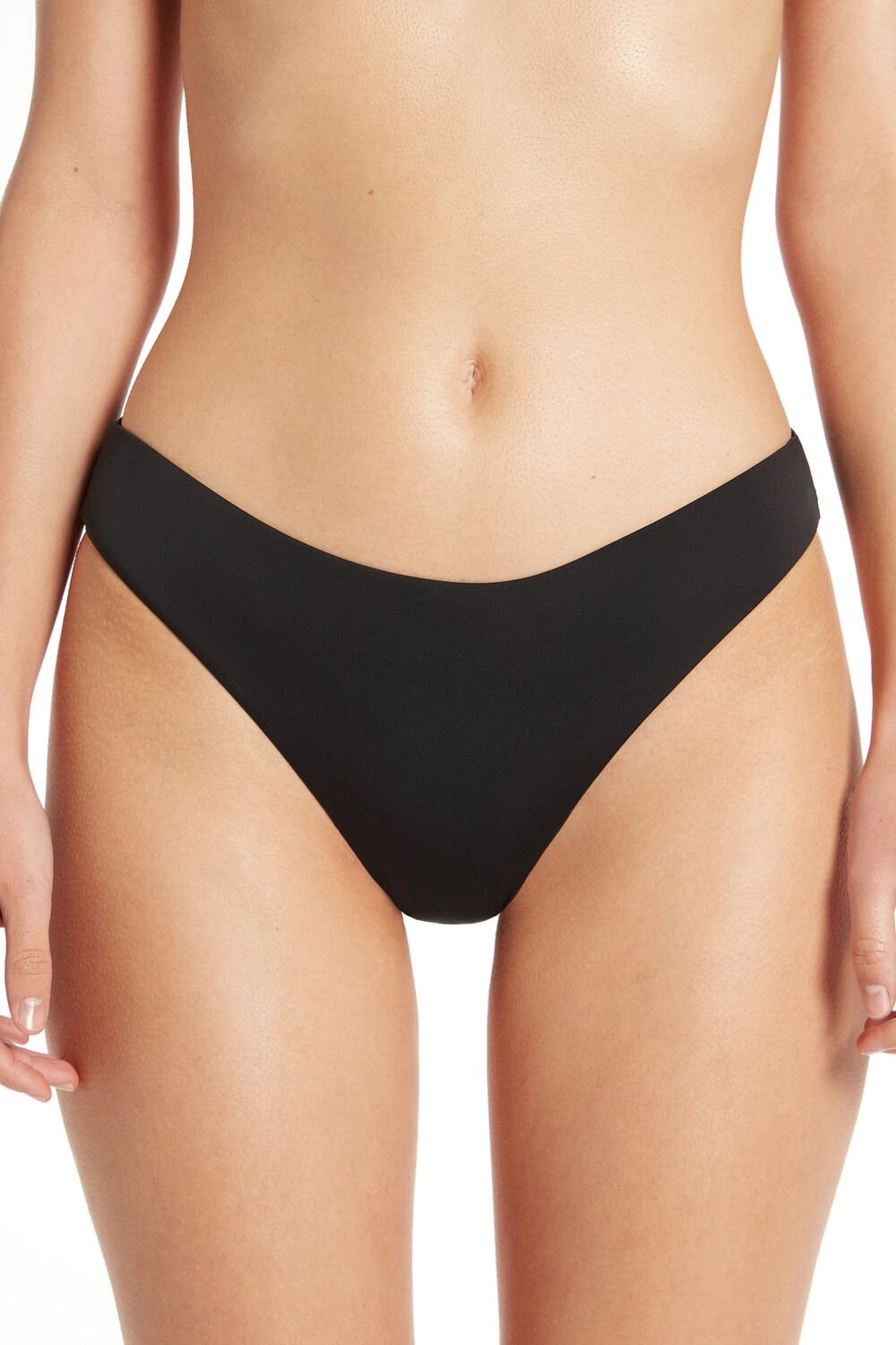 Black Black 019 Tezenis Plain Brief Bikini Bottoms | 028935-QDM