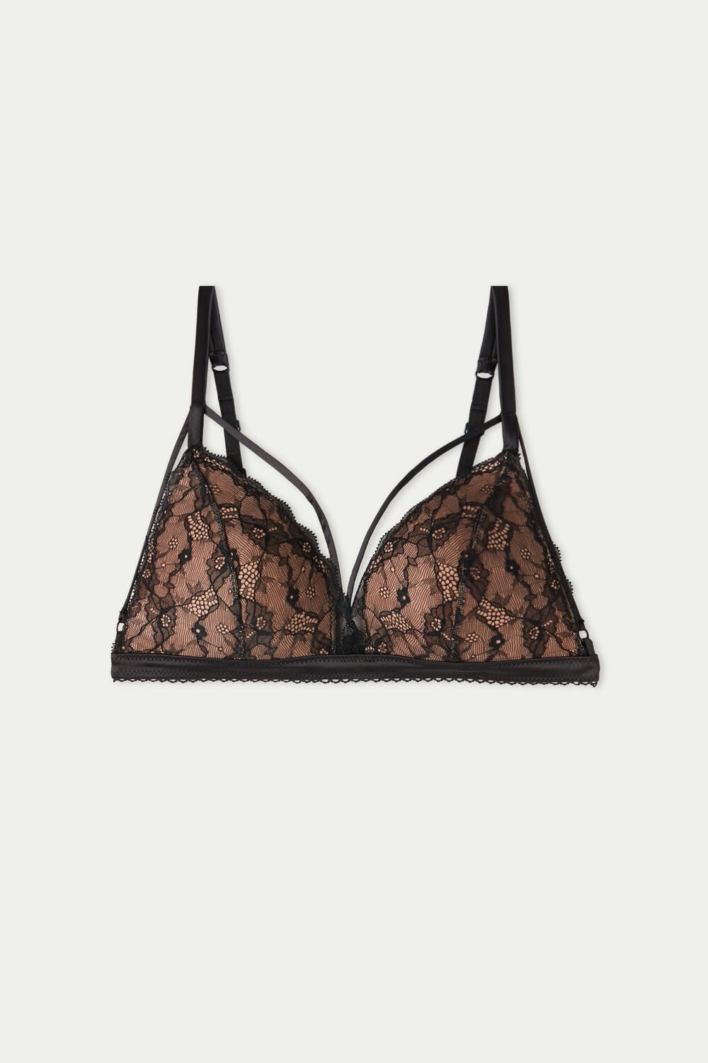 Black Black 019 Tezenis Positano Hypnotic Lace Padded Triangle Bra | 319845-YXE