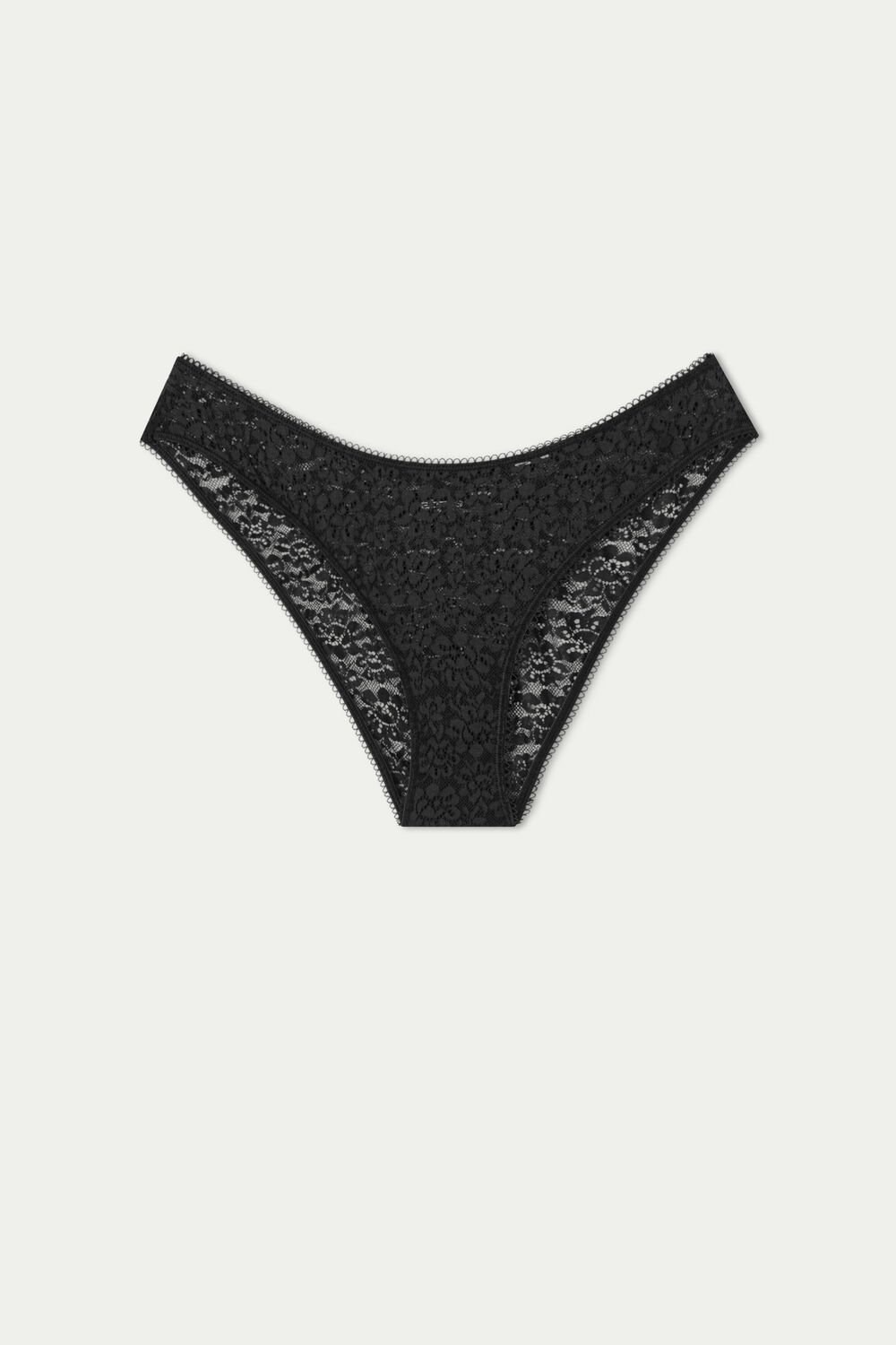 Black Black 019 Tezenis Recycled Lace High-Cut Panties | 194328-AWK