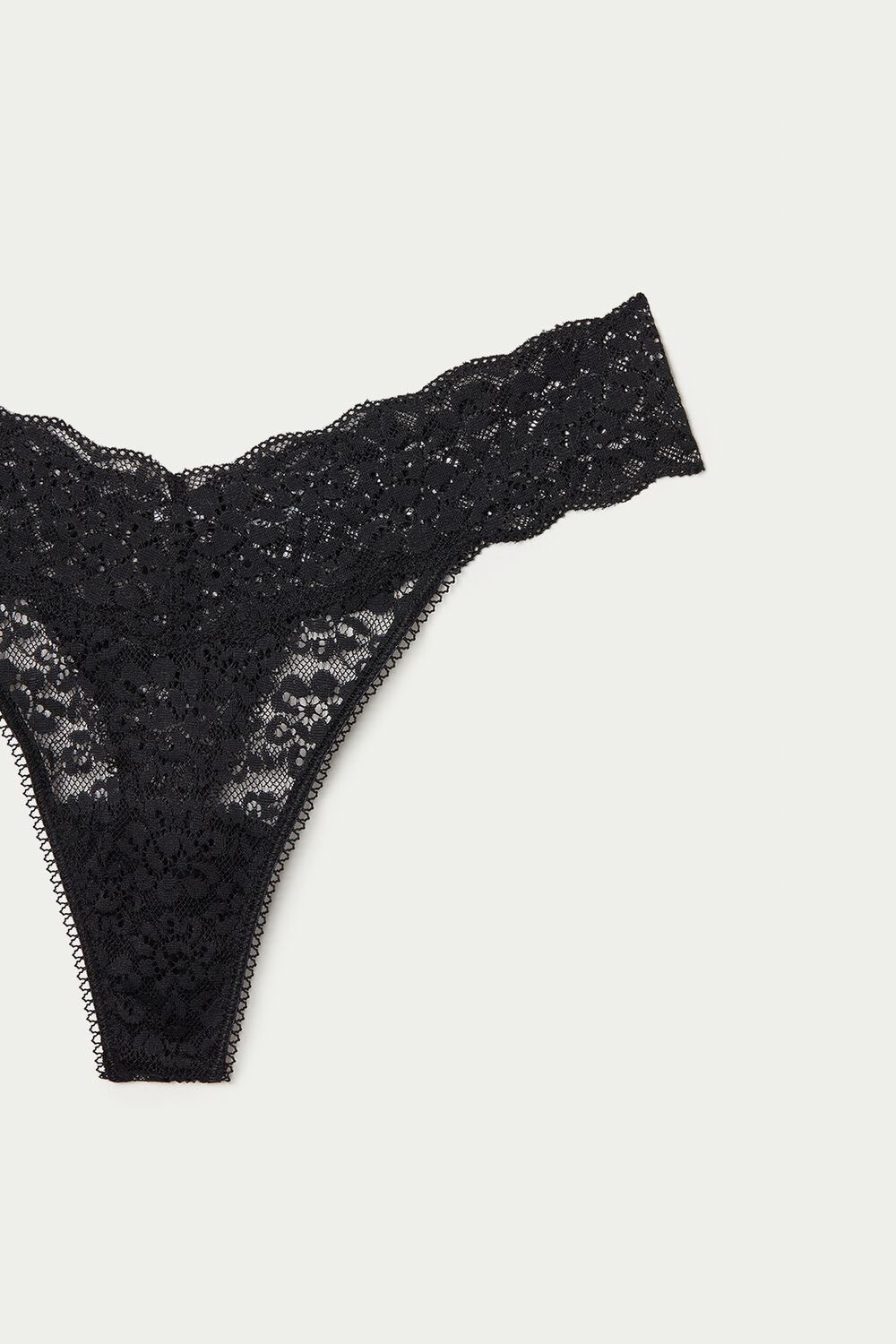 Black Black 019 Tezenis Recycled Lace High-Cut Thong | 679132-TJC