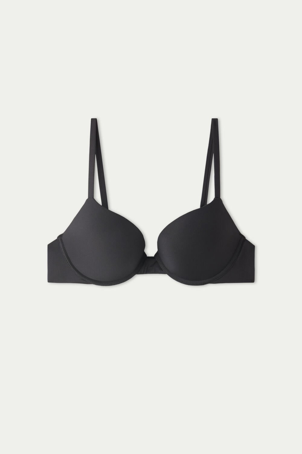 Black Black 019 Tezenis Recycled Microfiber Padded Push Up Bikini Top | 385972-SCR