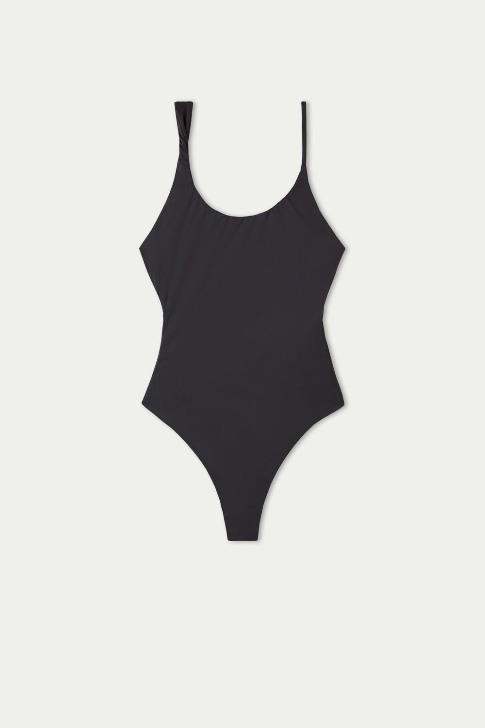 Black Black 019 Tezenis Recycled Microfiber Asymmetric Cut Out High Cut One Piece Swimsuit | 753429-GIF