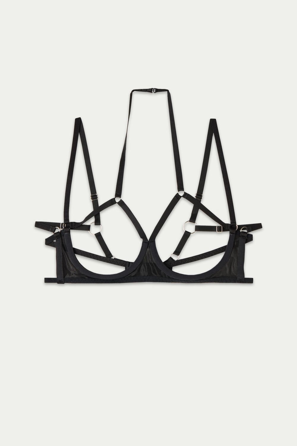 Black Black 019 Tezenis Seduction Mesh Demi Balconette Bra | 623198-WMB