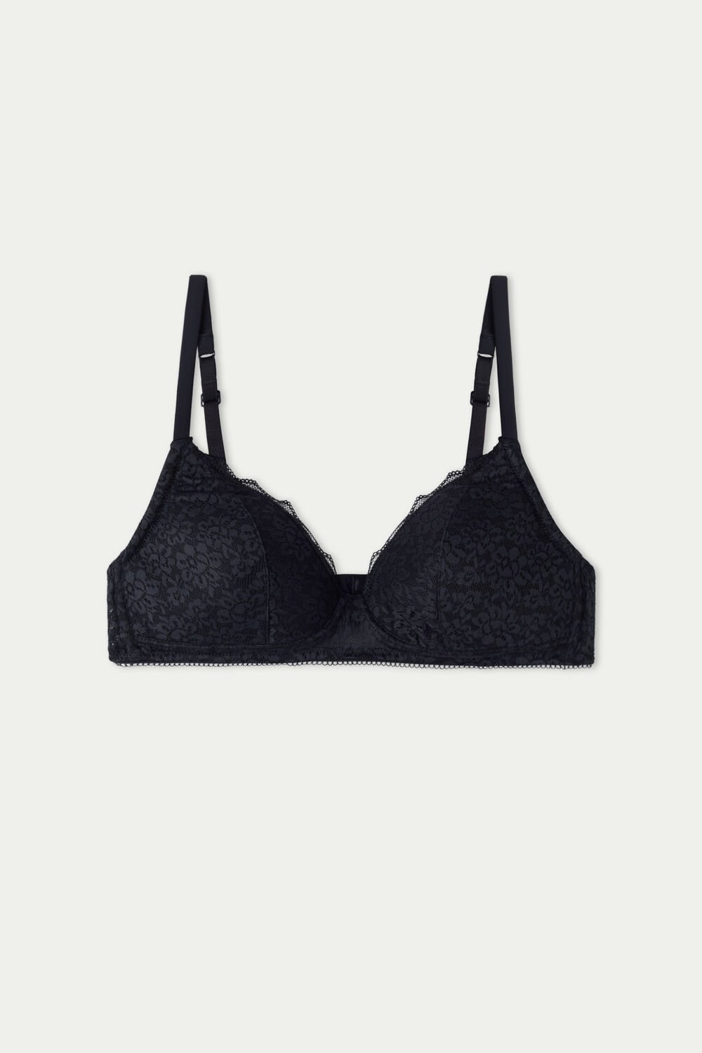 Black Black 019 Tezenis Warsaw Lightly Padded Lace Triangle Bra | 187206-MLR