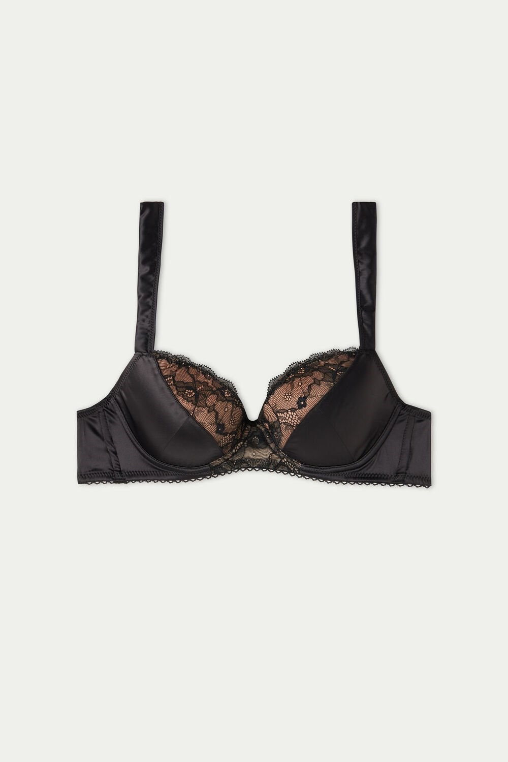 Black Black 019 Tezenis Wien Hypnotic Lace Lightly Padded Balconette Bra | 483791-NLA