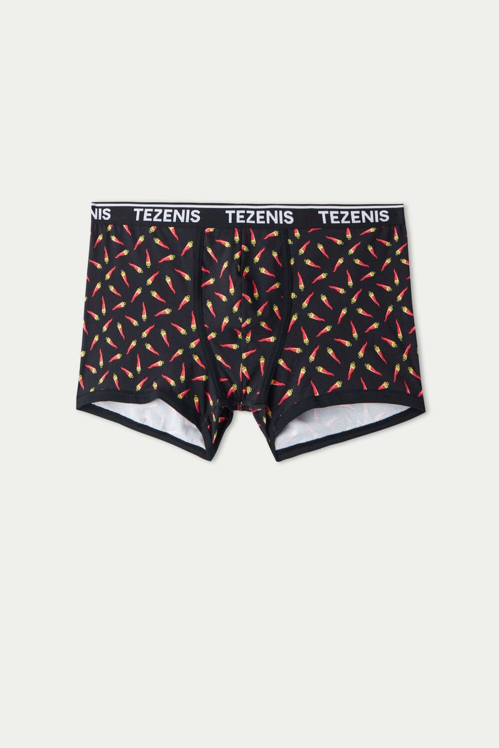 Black Black Croissant Print 549v Tezenis Printed Cotton Logo Boxers with Contrasting Trim | 163902-QIN