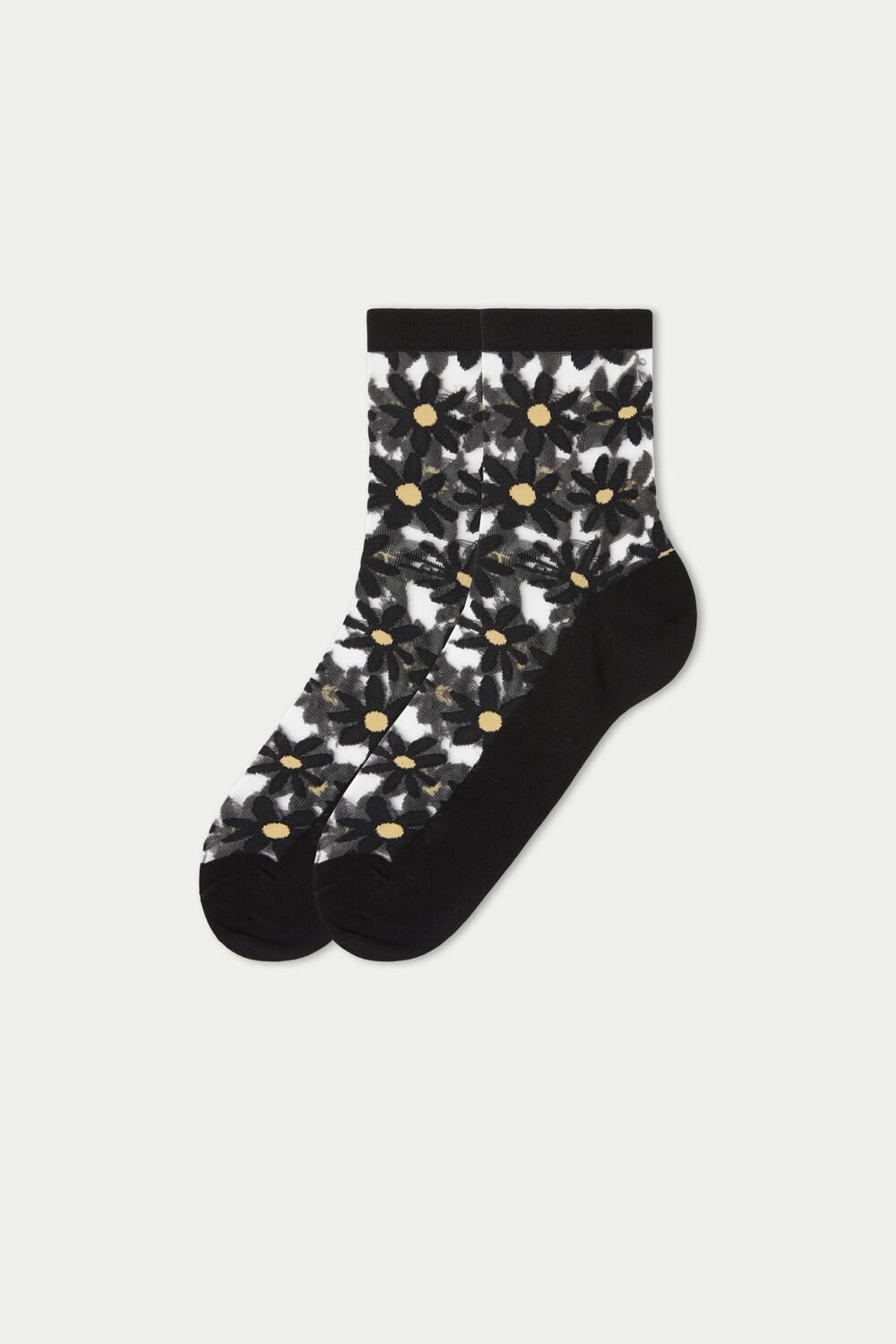 Black Black Daisy Tulle 499v Tezenis Fancy Cotton Crew Socks | 607823-DEQ