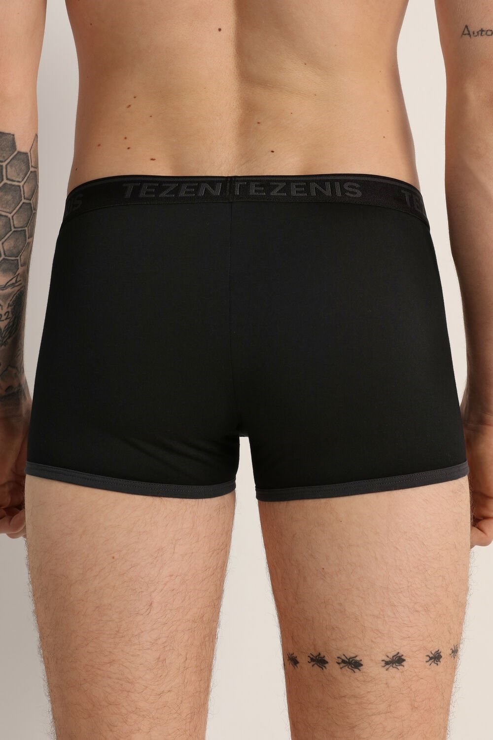 Black Black/Dark Gray 659v Tezenis Cotton Logo Boxer Briefs with Contrasting Edging | 452097-GUY