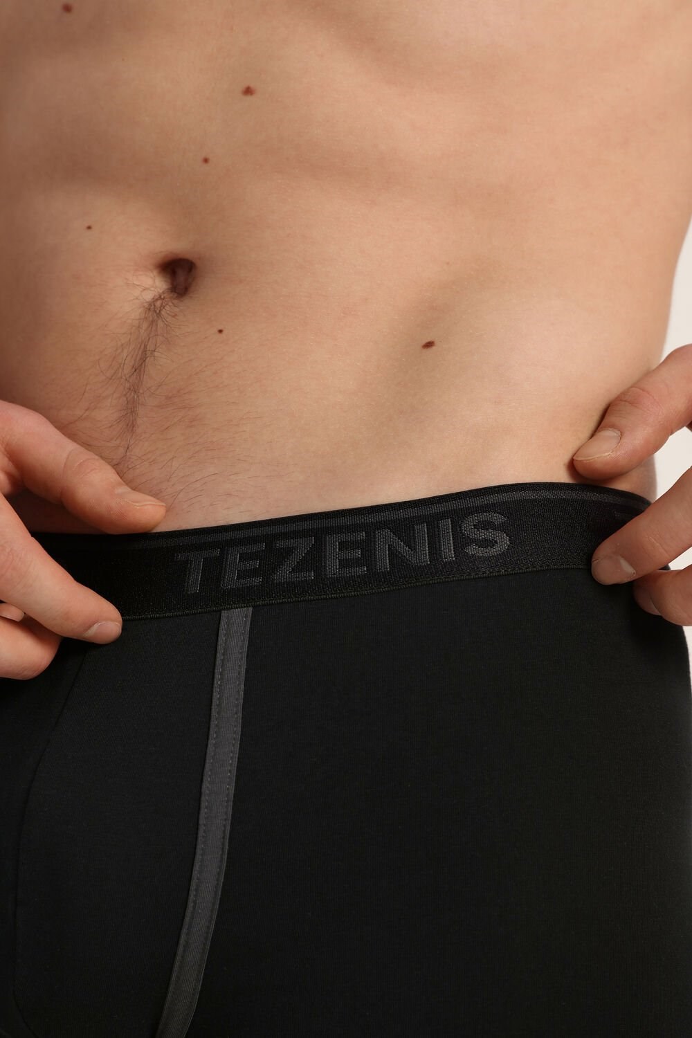 Black Black/Dark Gray 659v Tezenis Cotton Logo Boxer Briefs with Contrasting Edging | 452097-GUY