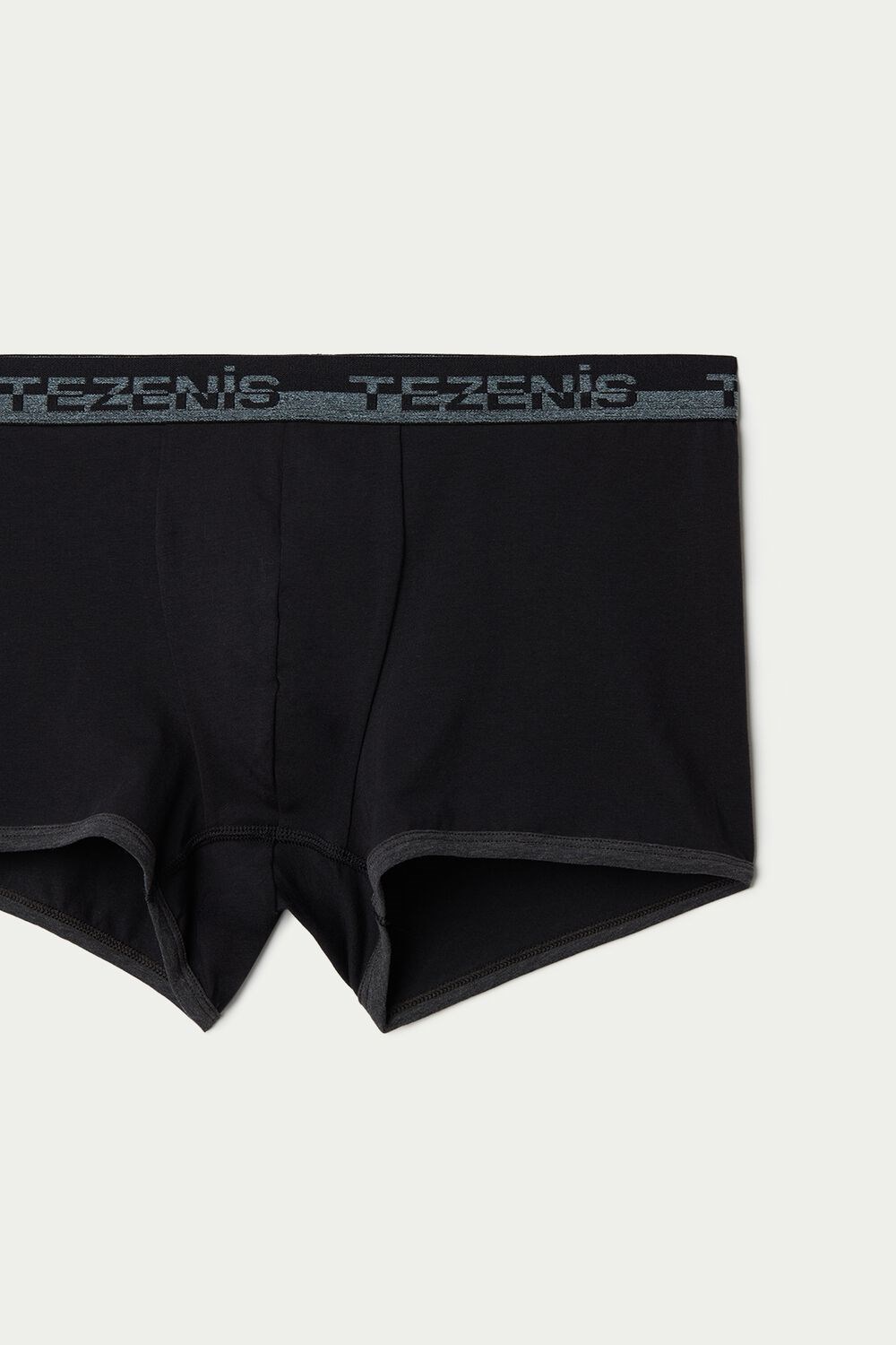 Black Black/Dark Gray Heather 6019 Tezenis Cotton Boxers with Logo Elastic Band | 965203-DNT